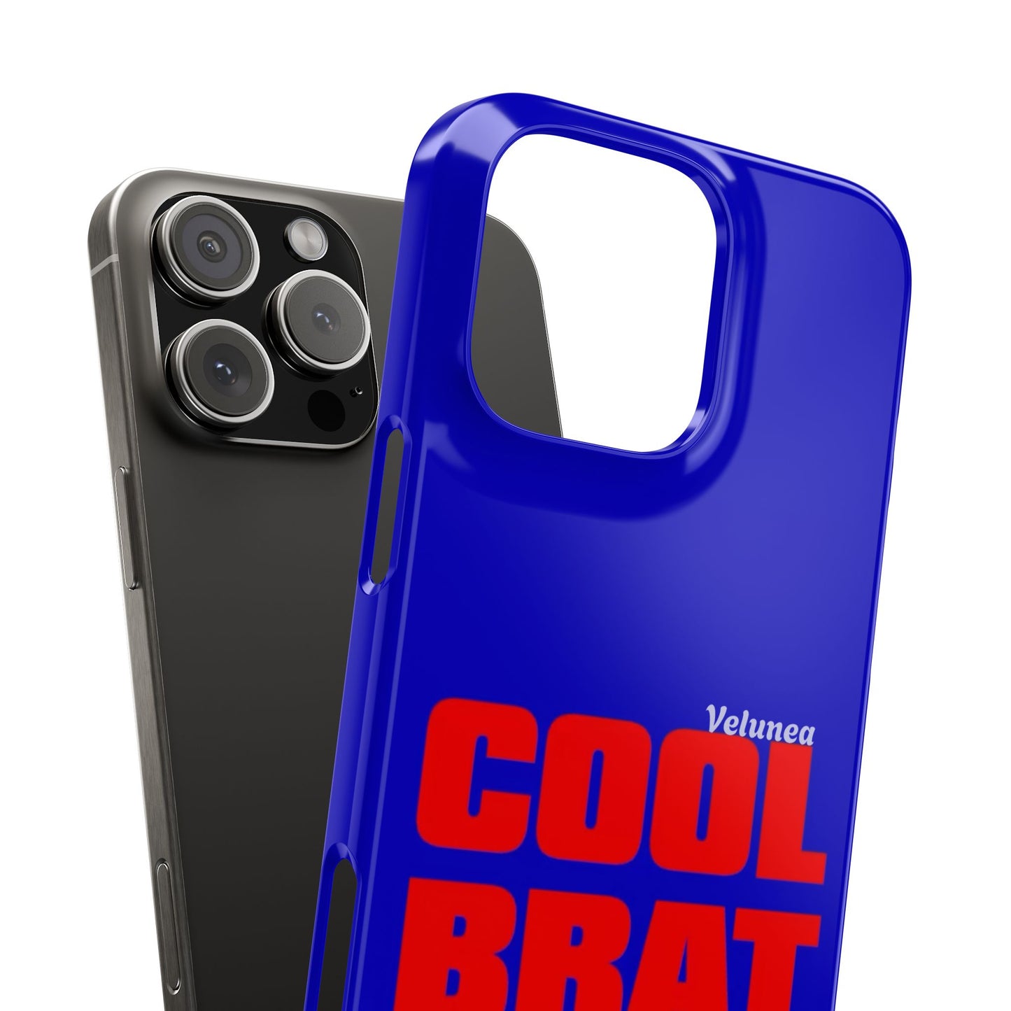 Cool Brat – Bold Red Typography on Royal Blue