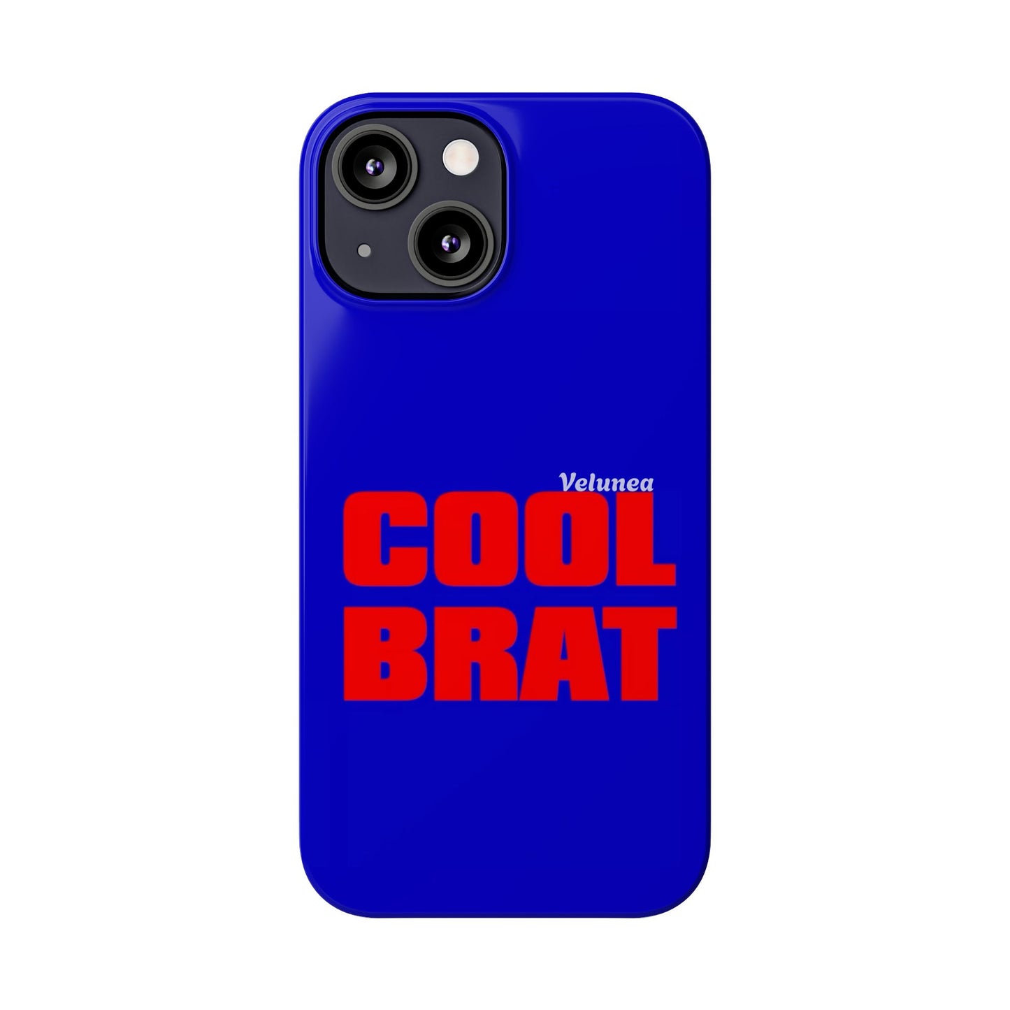 Cool Brat – Bold Red Typography on Royal Blue