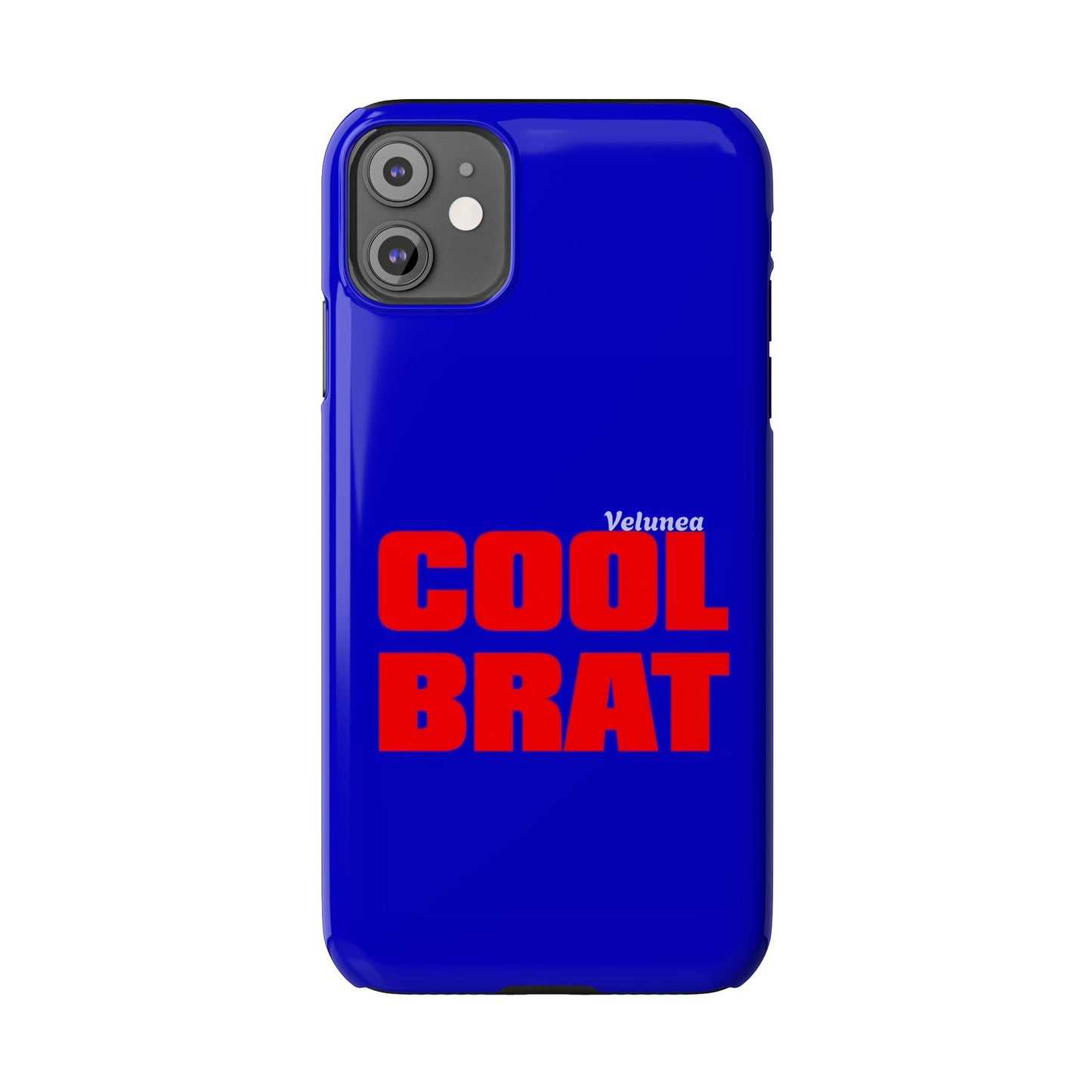 Cool Brat – Bold Red Typography on Royal Blue