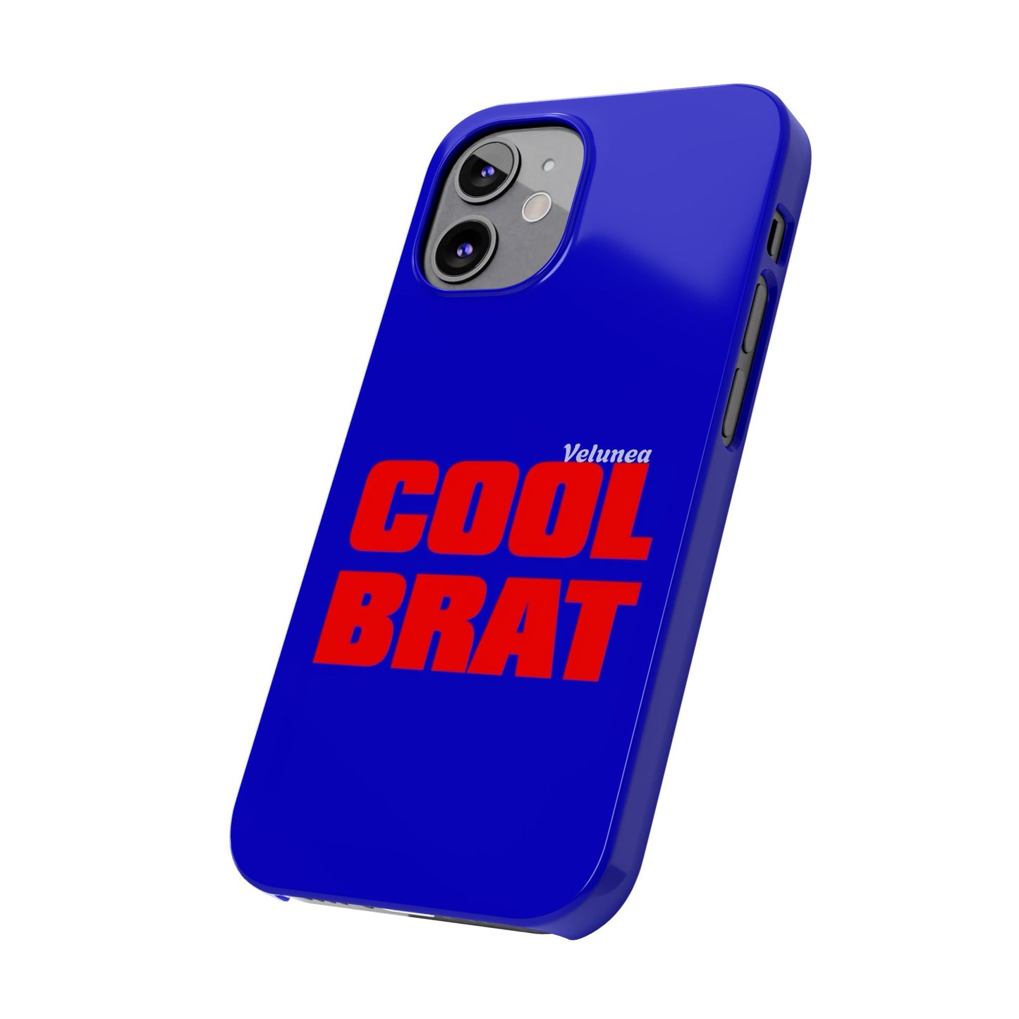 Cool Brat – Bold Red Typography on Royal Blue