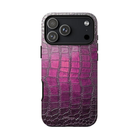 Velunéa Amethyst Croc Case – Glossy Purple Luxe iPhone Case