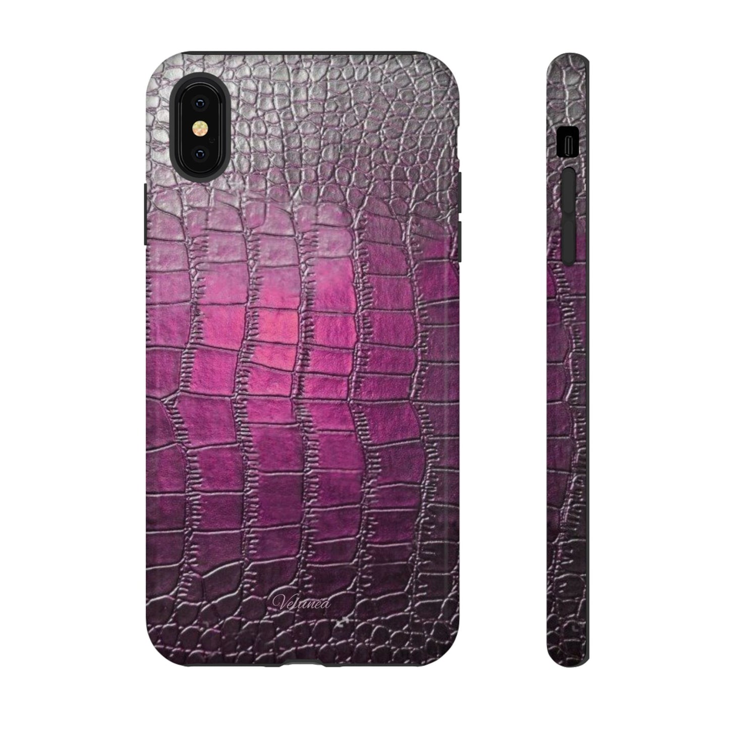 Velunéa Amethyst Croc Case – Glossy Purple Luxe iPhone Case