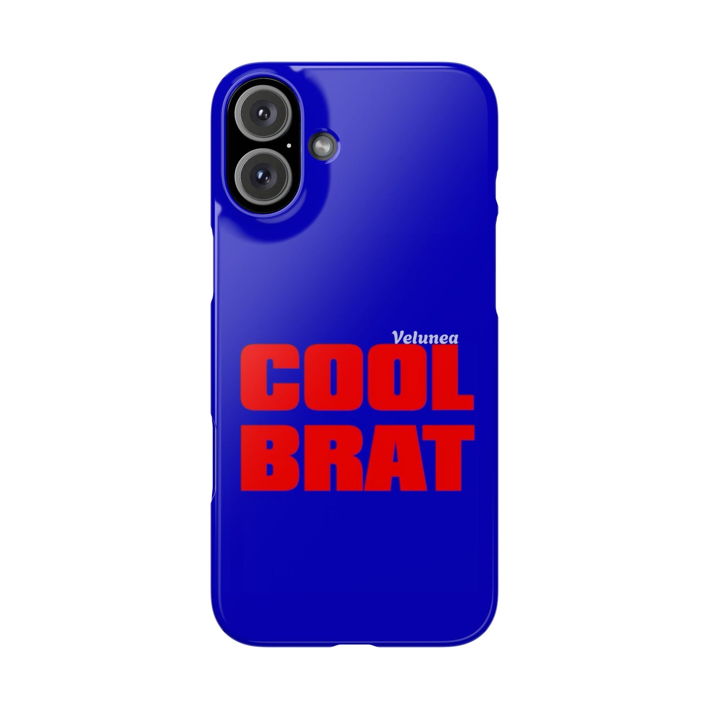 Cool Brat – Bold Red Typography on Royal Blue