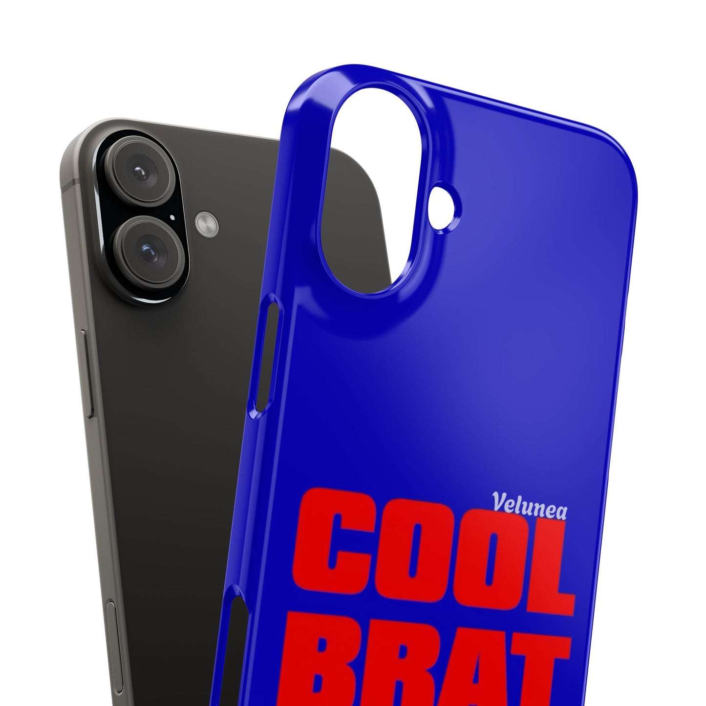 Cool Brat – Bold Red Typography on Royal Blue
