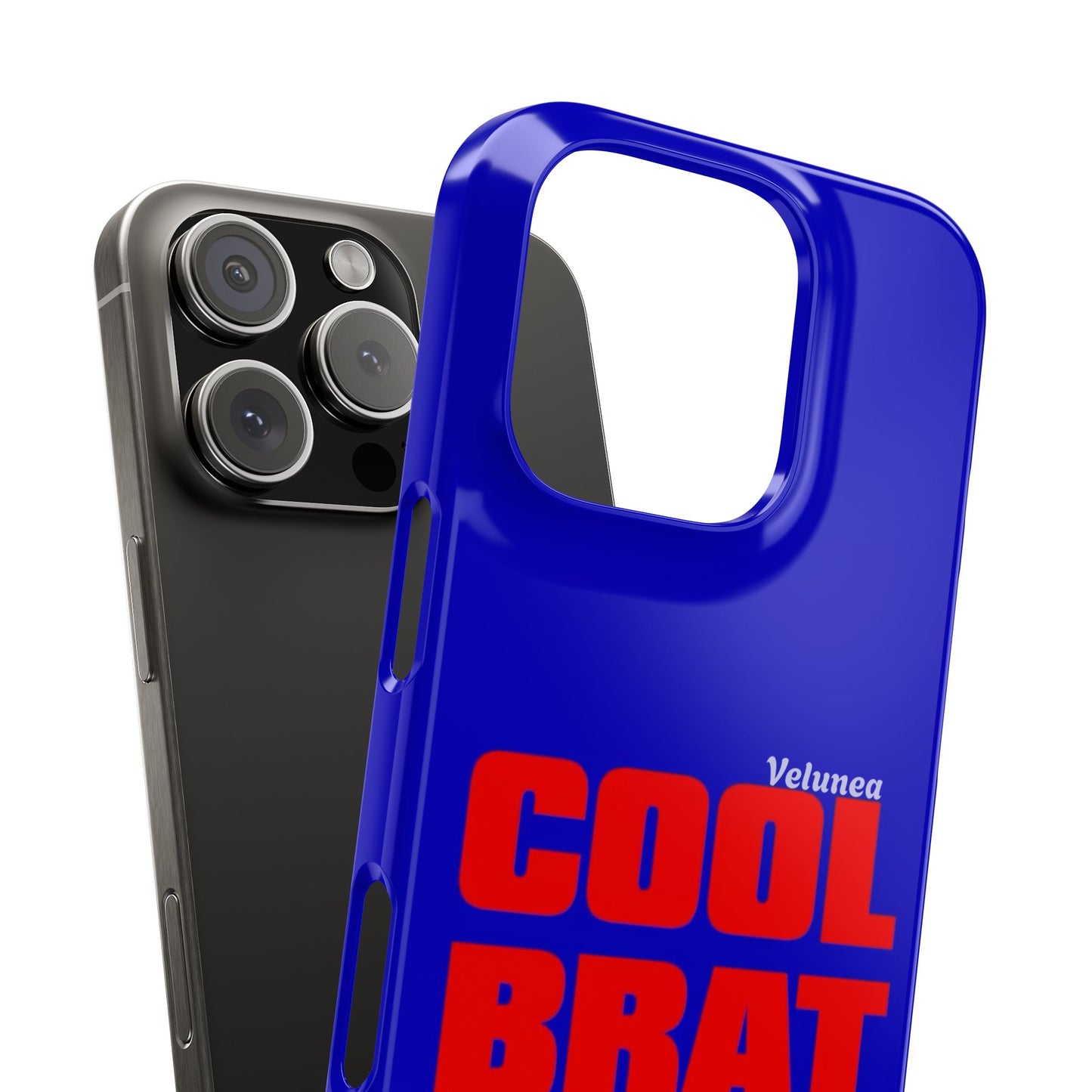 Cool Brat – Bold Red Typography on Royal Blue