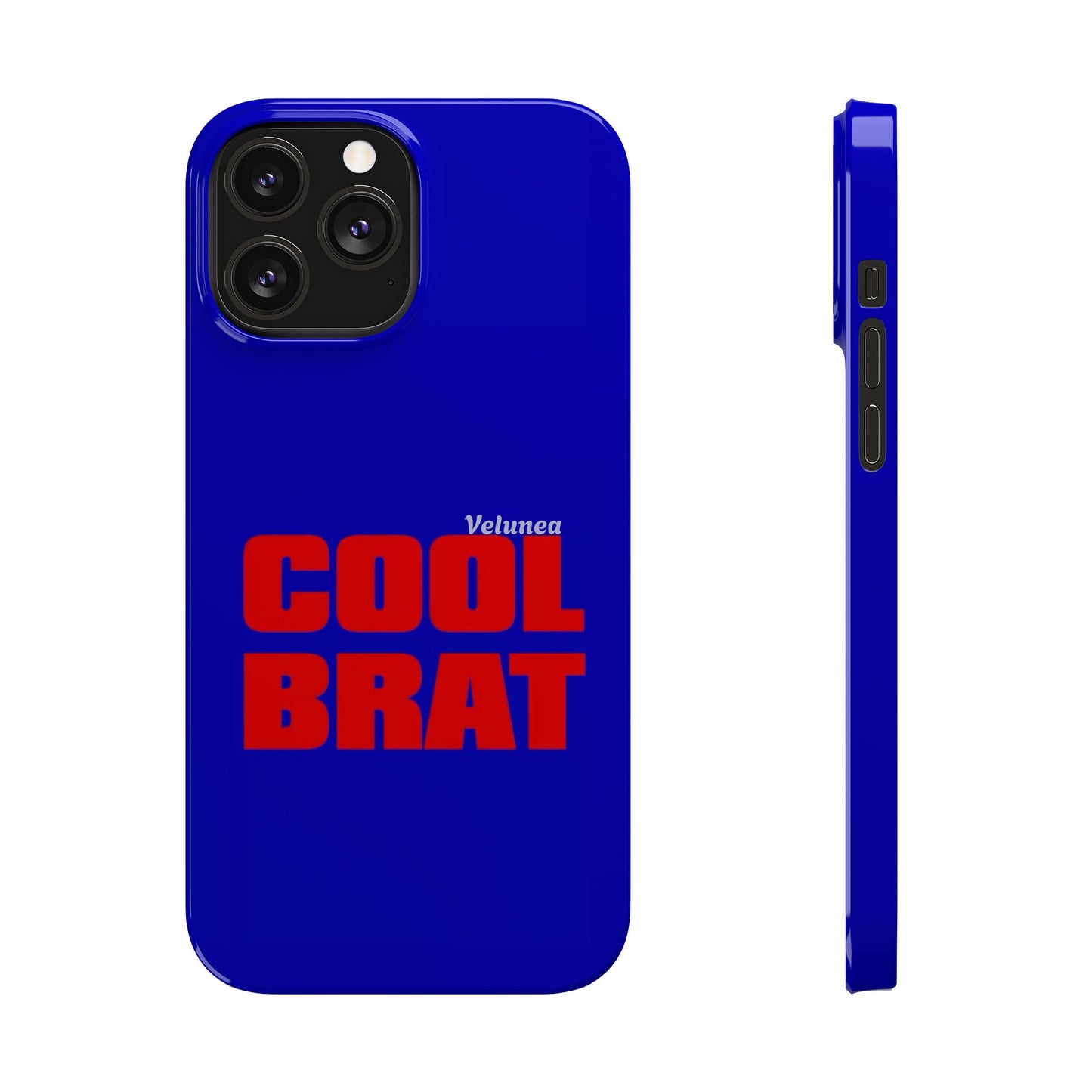 Cool Brat – Bold Red Typography on Royal Blue