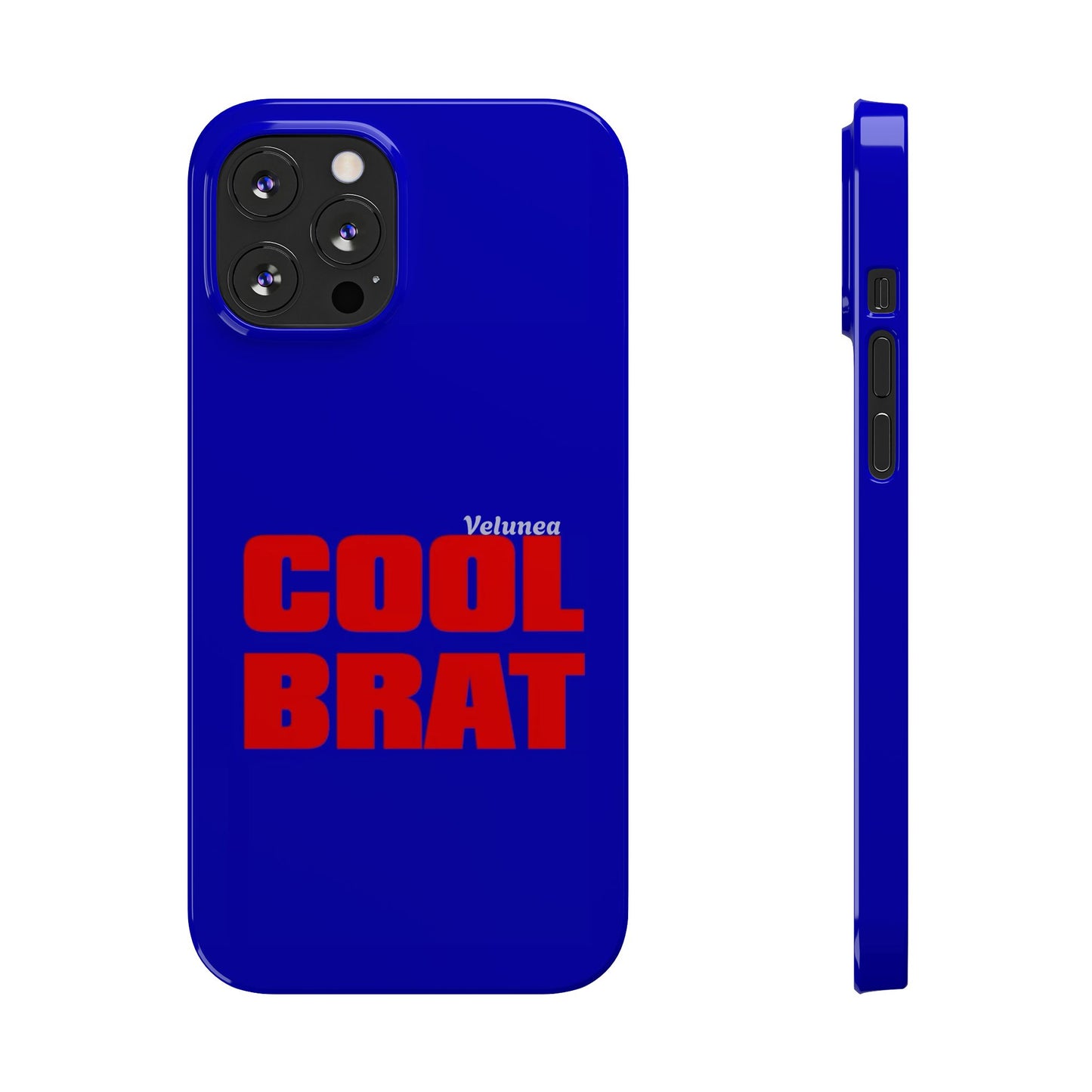 Cool Brat – Bold Red Typography on Royal Blue