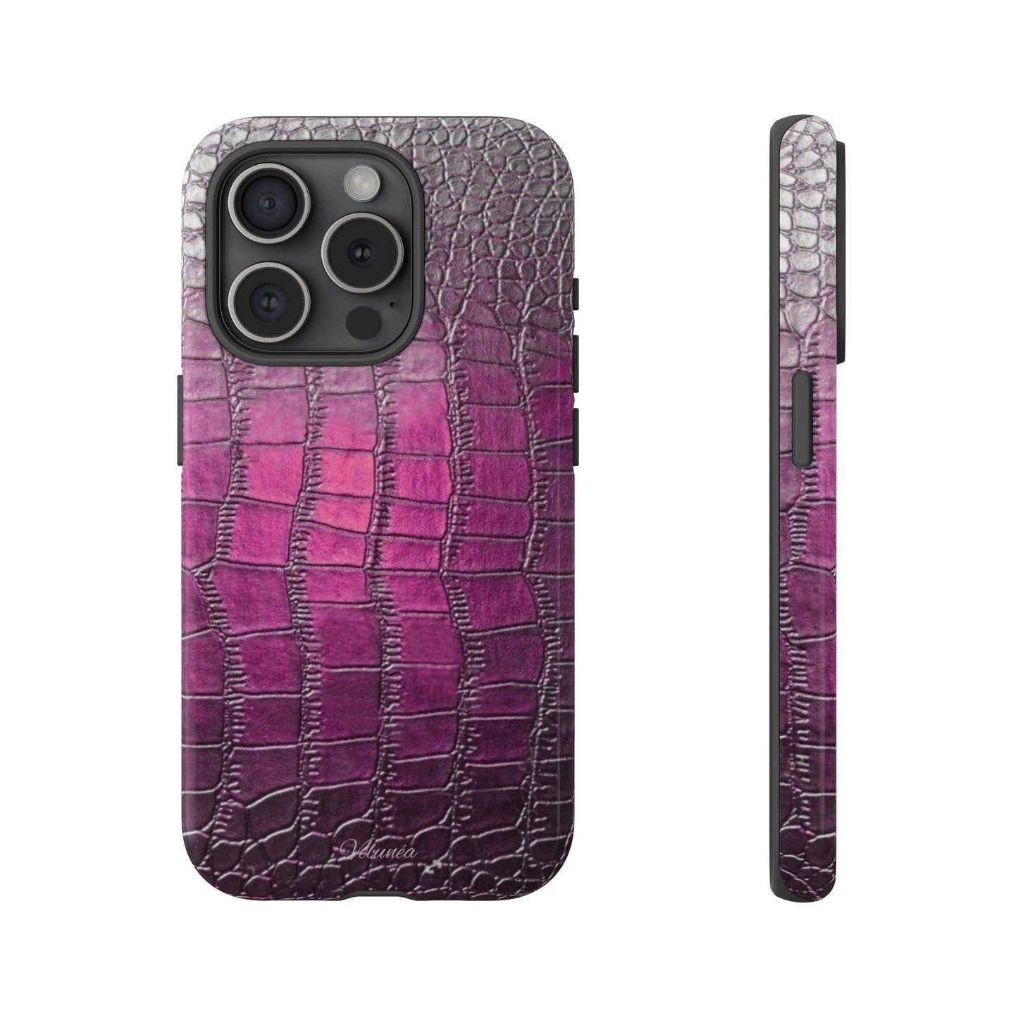 Velunéa Amethyst Croc Case – Glossy Purple Luxe iPhone Case