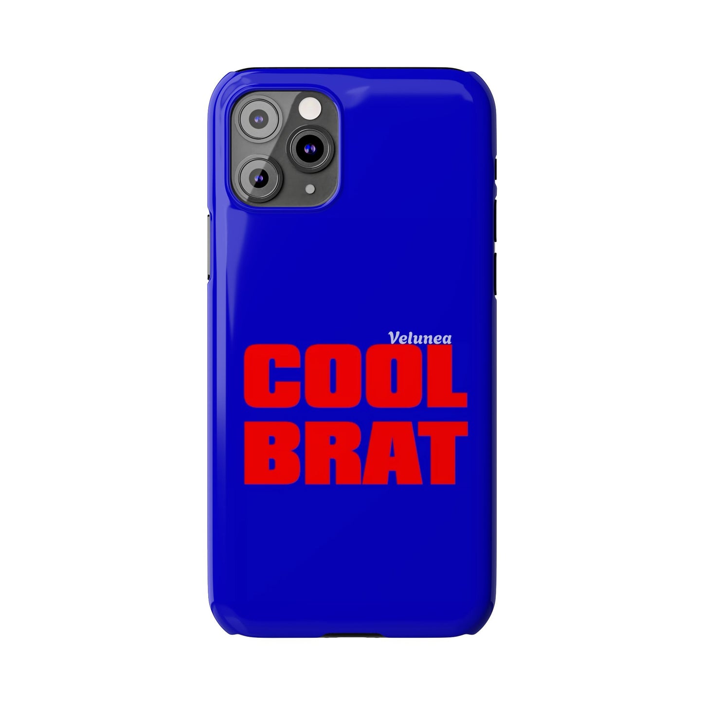 Cool Brat – Bold Red Typography on Royal Blue