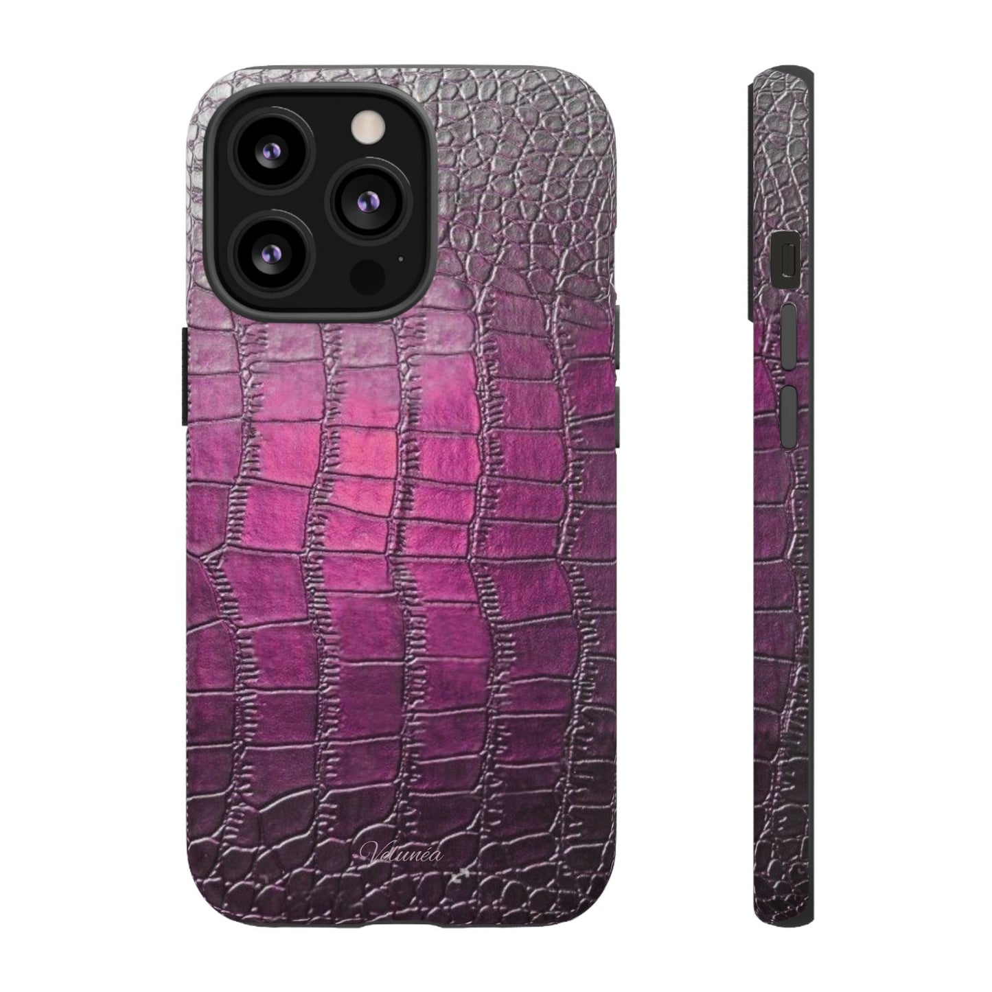 Velunéa Amethyst Croc Case – Glossy Purple Luxe iPhone Case