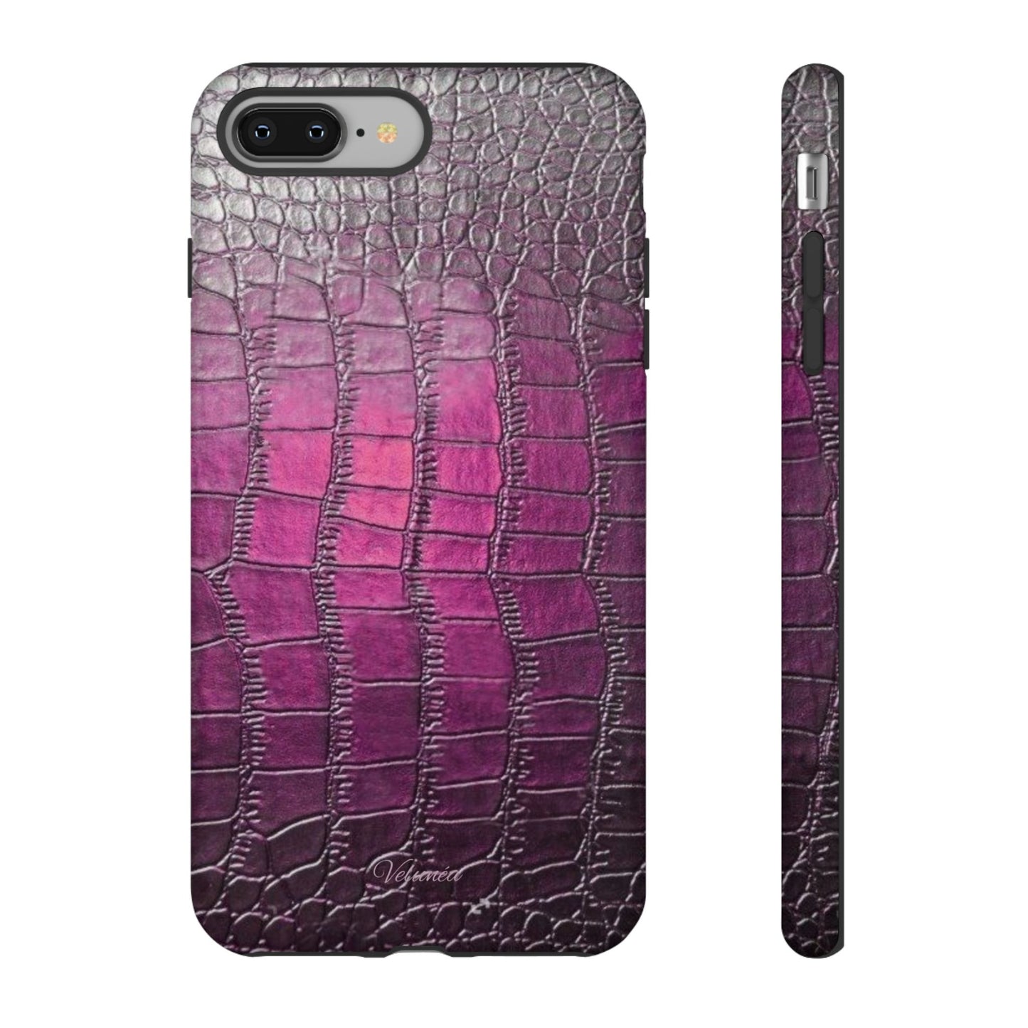 Velunéa Amethyst Croc Case – Glossy Purple Luxe iPhone Case