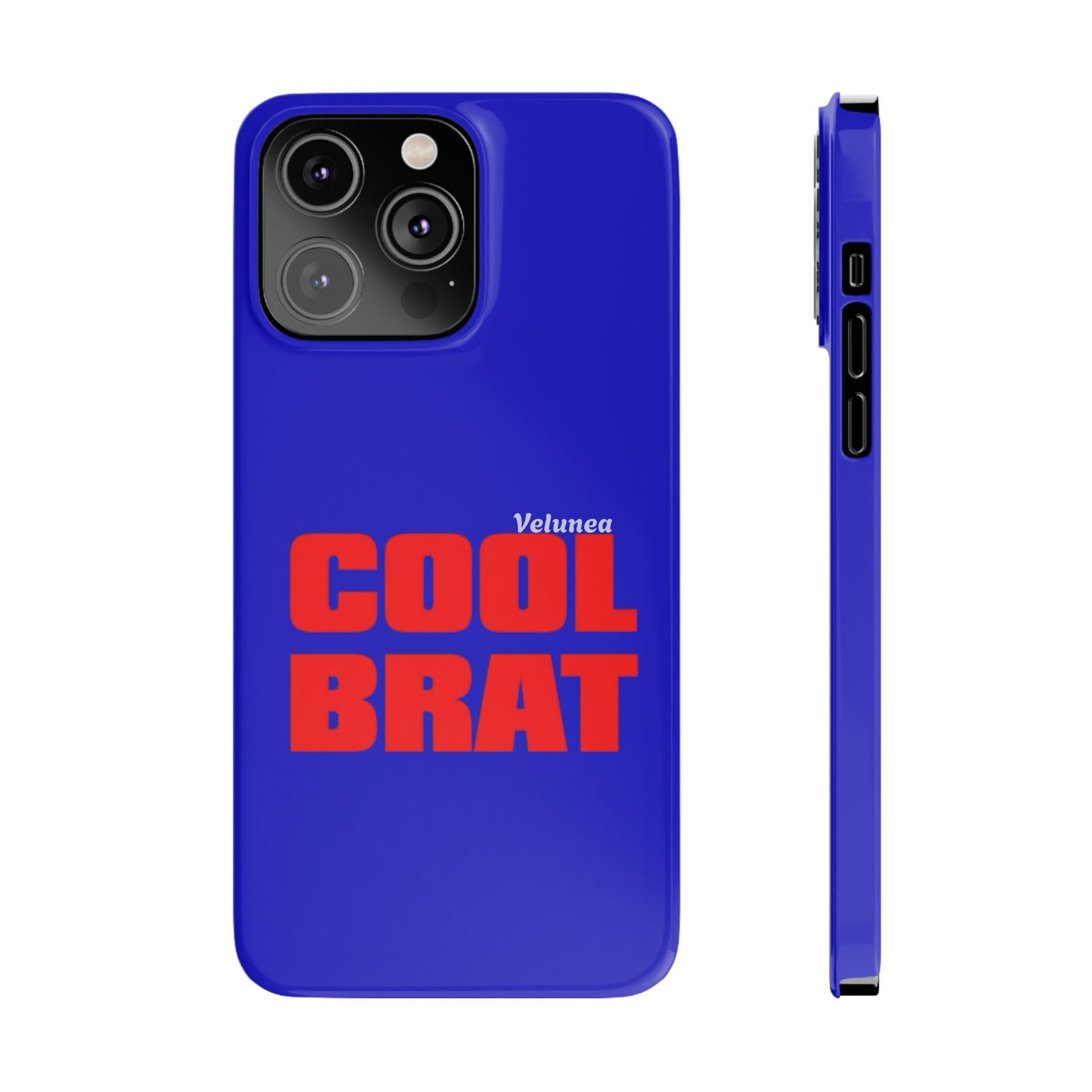 Cool Brat – Bold Red Typography on Royal Blue