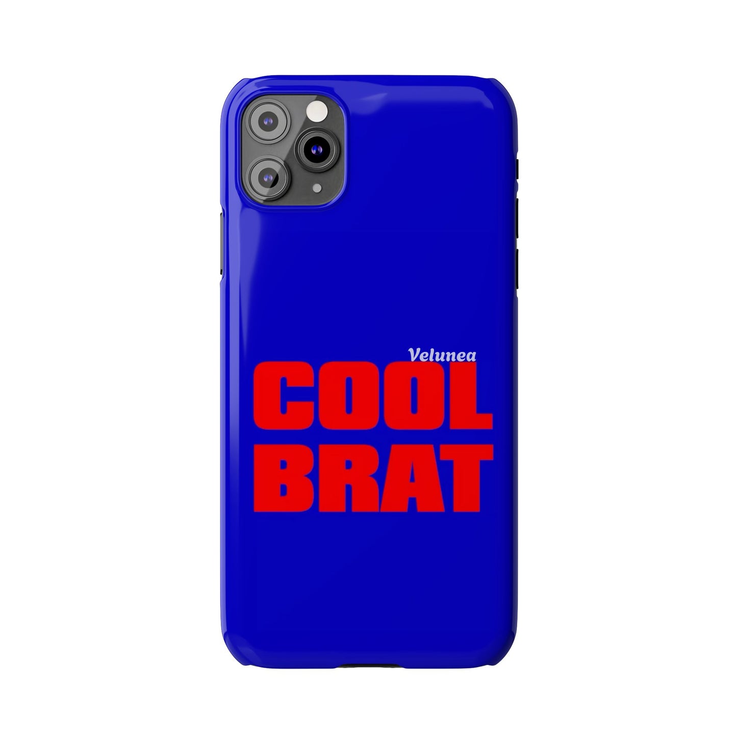 Cool Brat – Bold Red Typography on Royal Blue