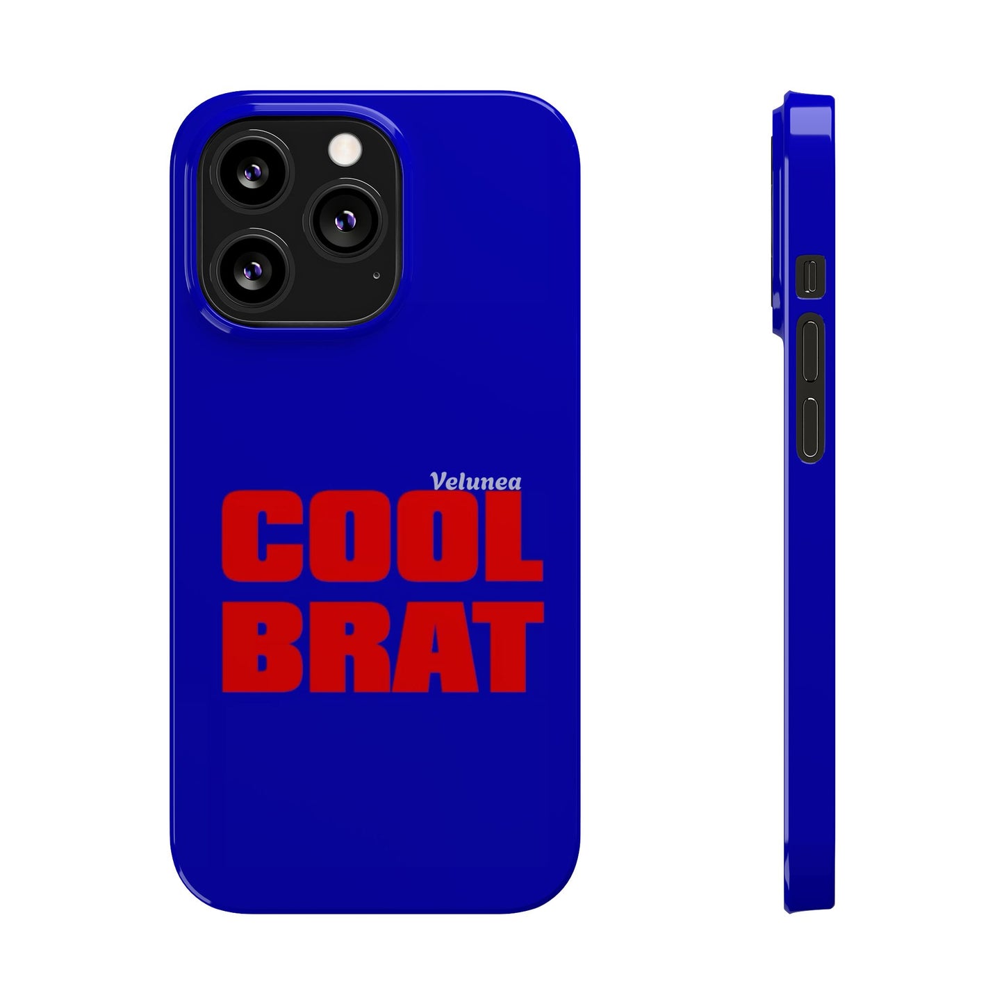 Cool Brat – Bold Red Typography on Royal Blue