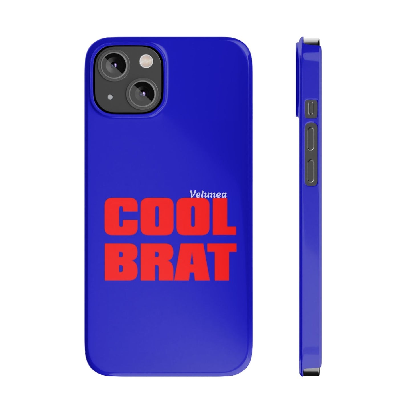 Cool Brat – Bold Red Typography on Royal Blue