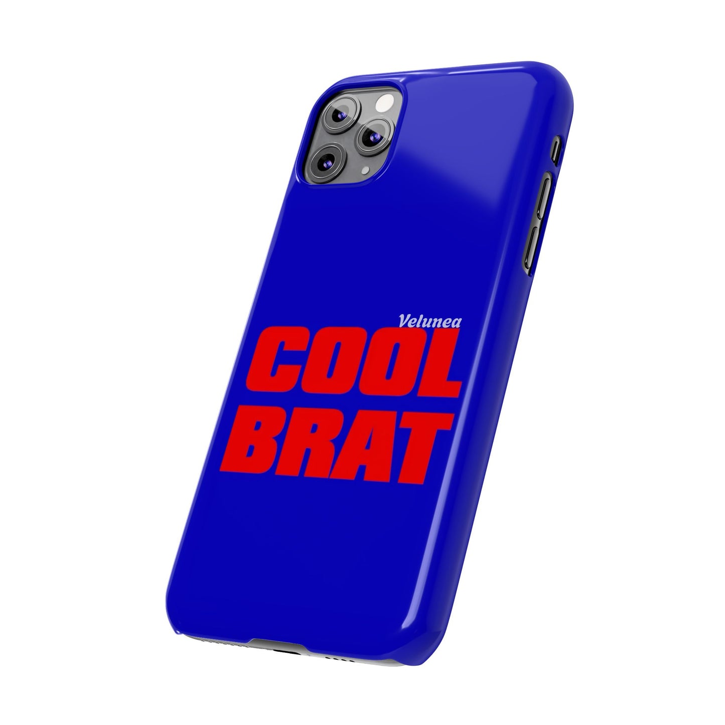 Cool Brat – Bold Red Typography on Royal Blue