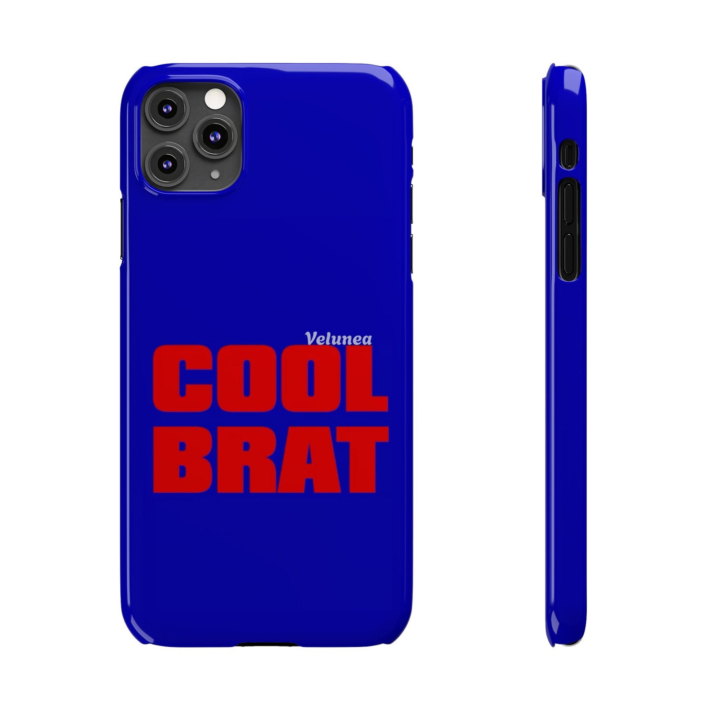 Cool Brat – Bold Red Typography on Royal Blue