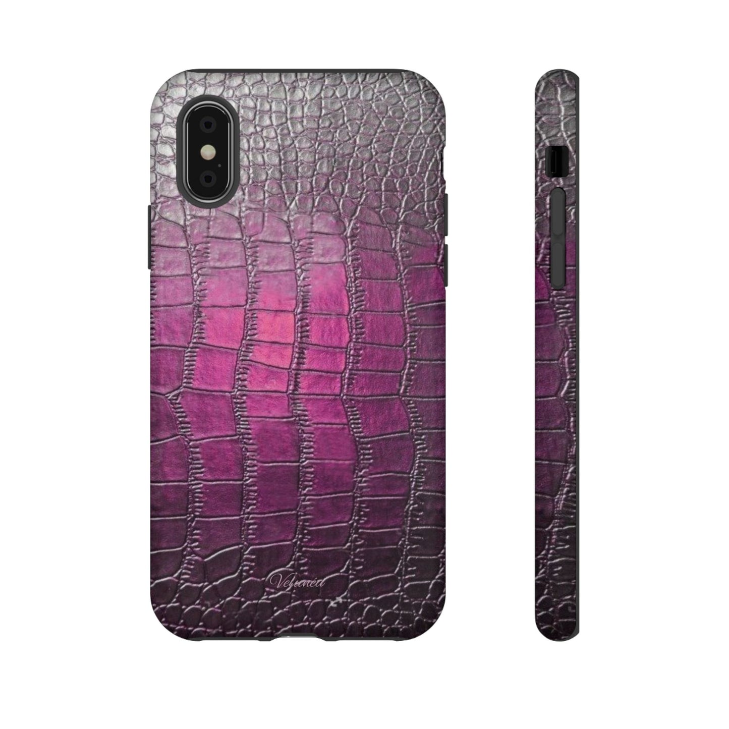 Velunéa Amethyst Croc Case – Glossy Purple Luxe iPhone Case
