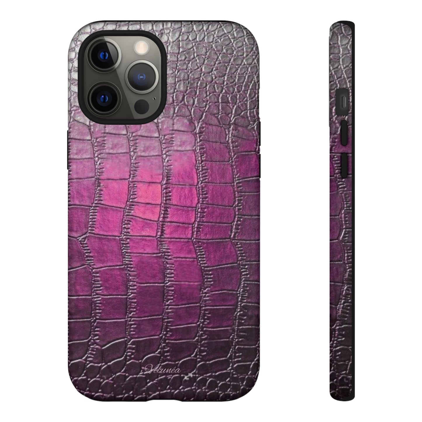 Velunéa Amethyst Croc Case – Glossy Purple Luxe iPhone Case
