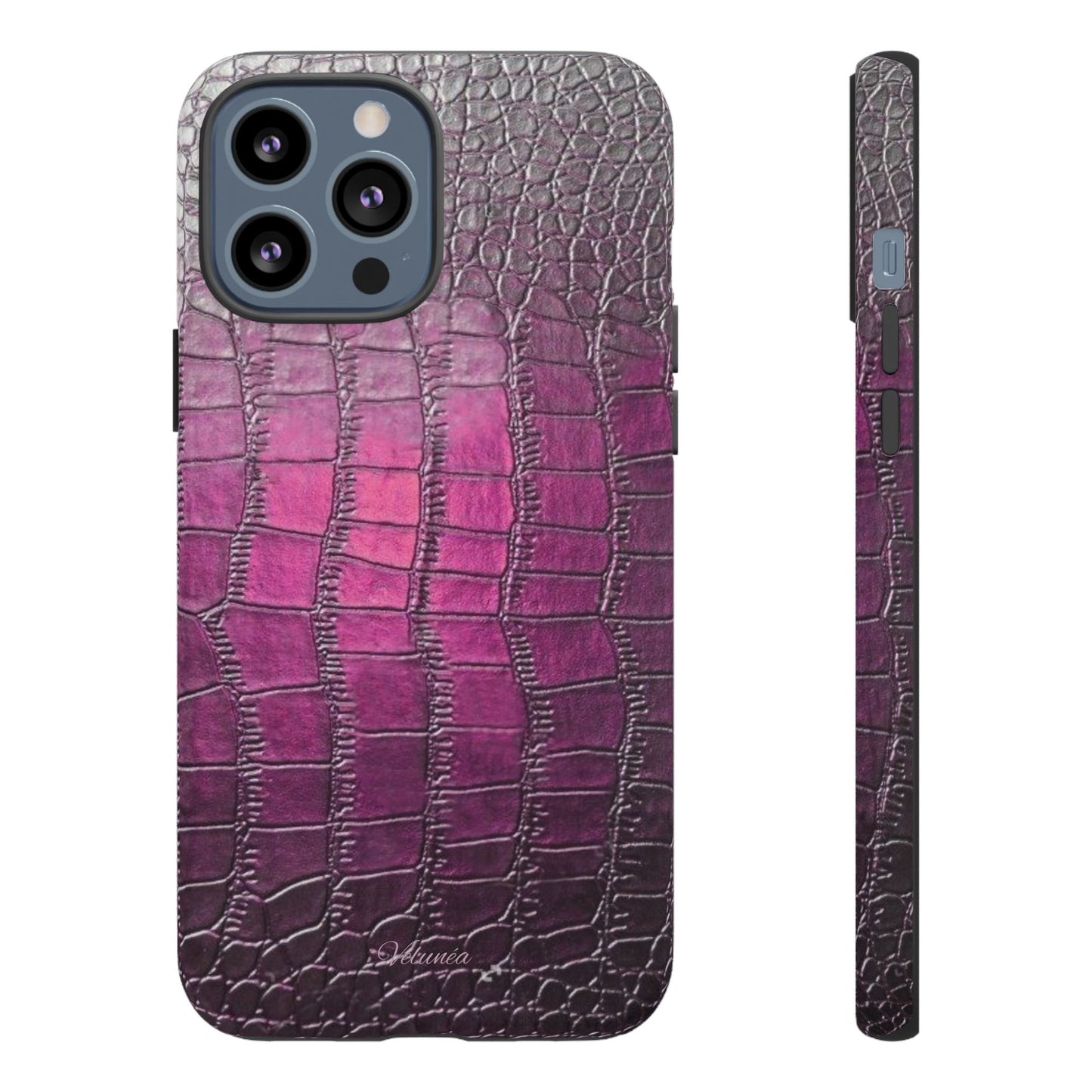 Velunéa Amethyst Croc Case – Glossy Purple Luxe iPhone Case
