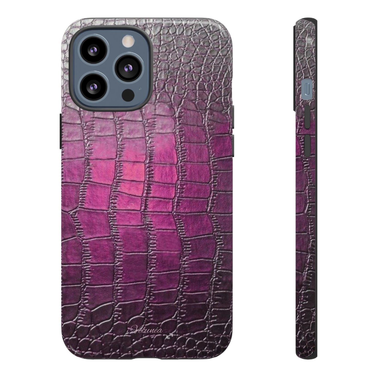 Velunéa Amethyst Croc Case – Glossy Purple Luxe iPhone Case
