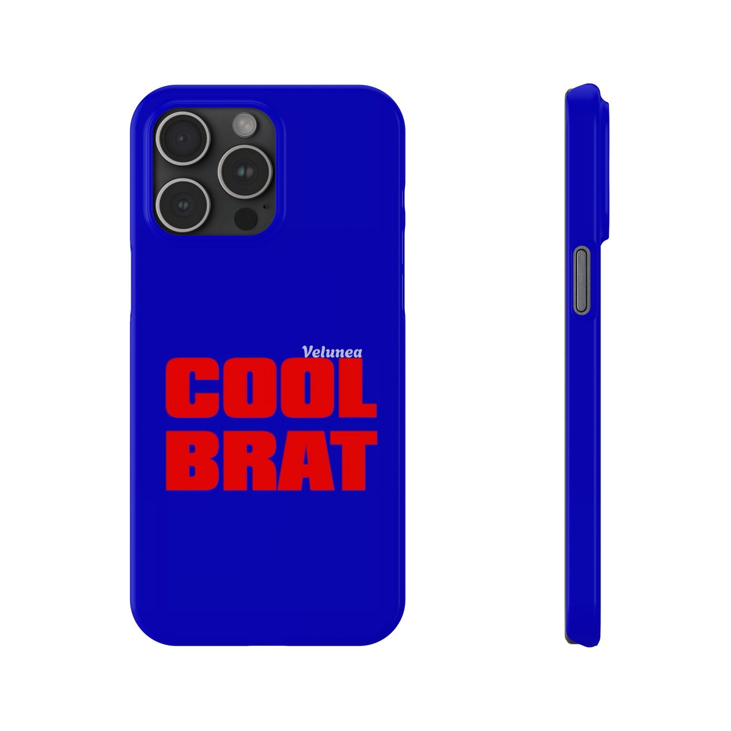 Cool Brat – Bold Red Typography on Royal Blue