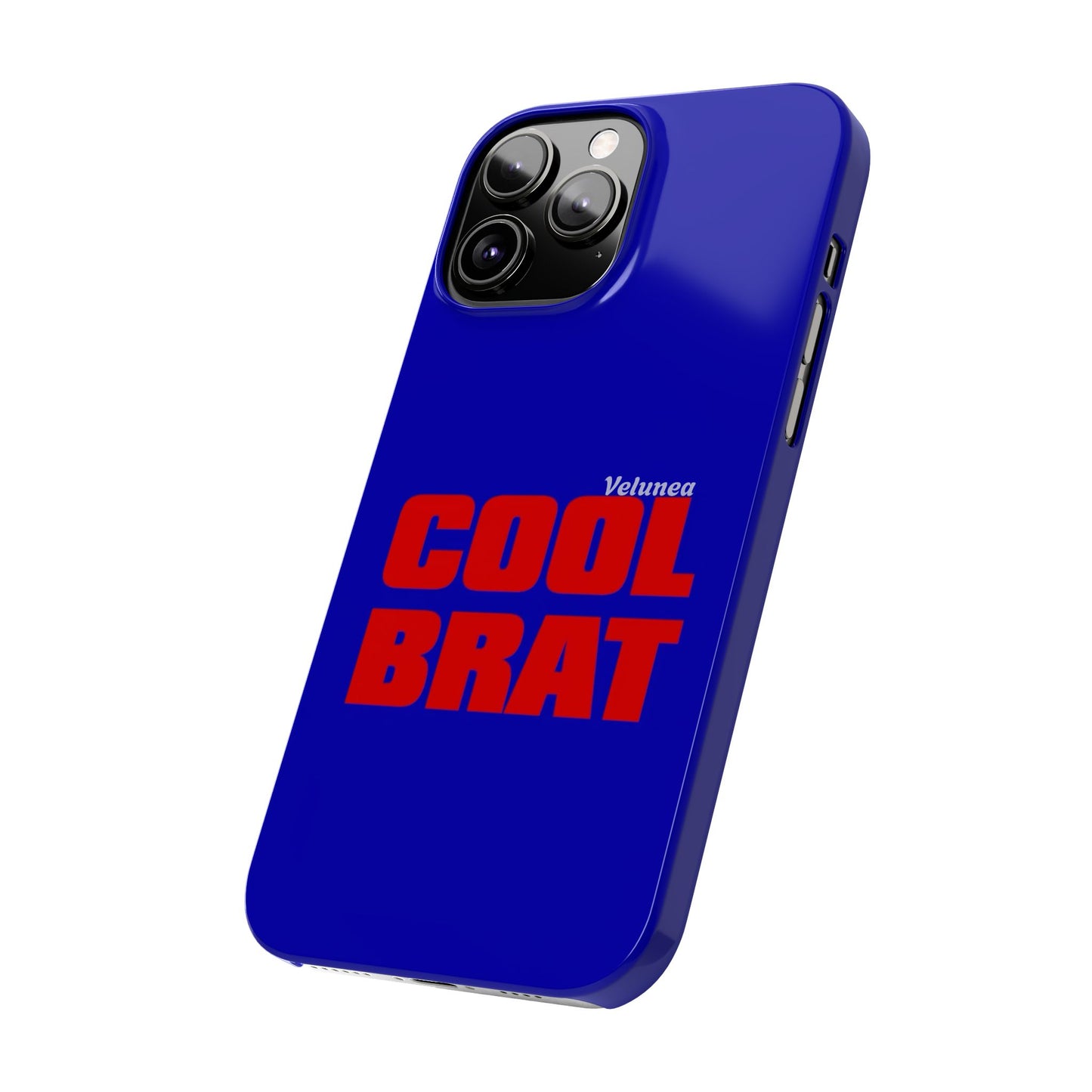 Cool Brat – Bold Red Typography on Royal Blue