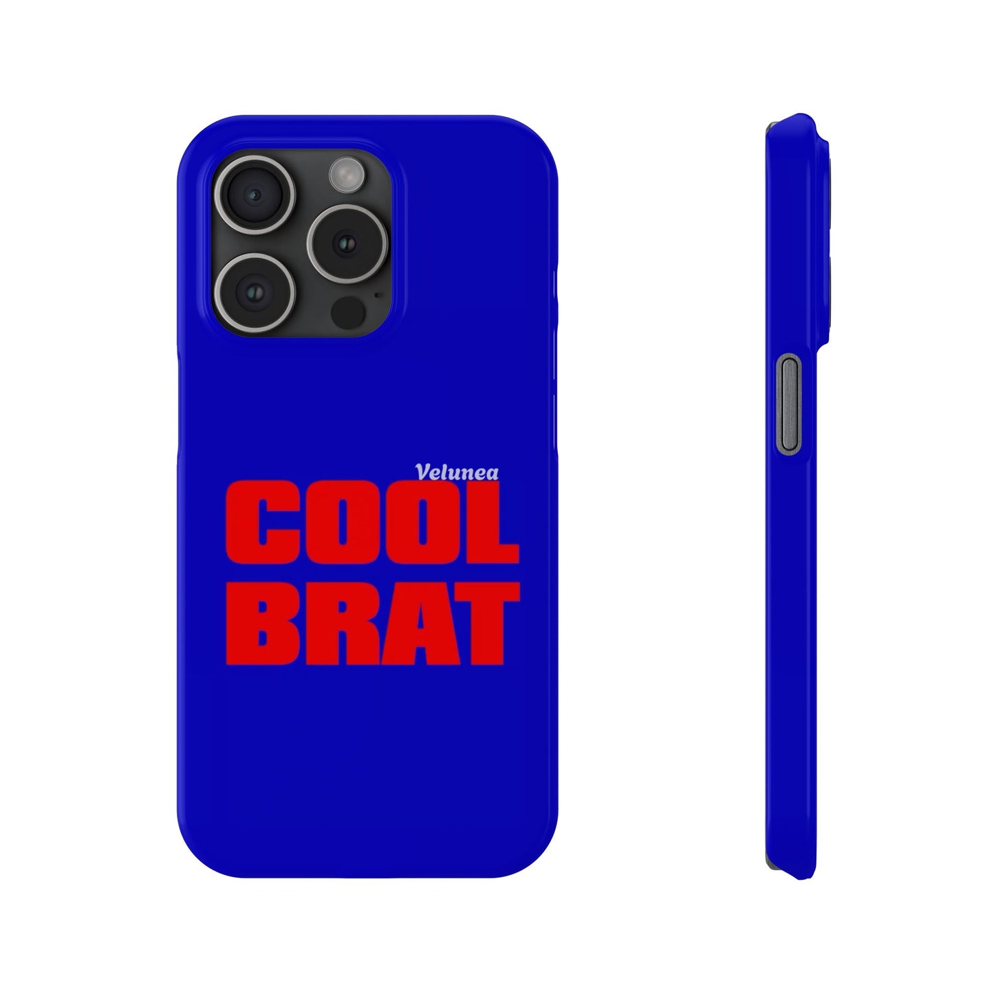 Cool Brat – Bold Red Typography on Royal Blue