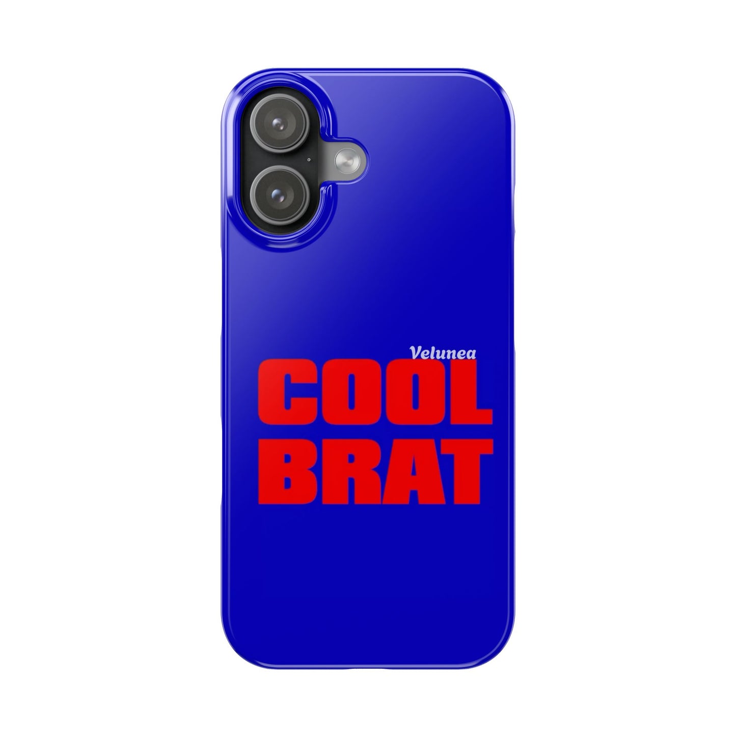 Cool Brat – Bold Red Typography on Royal Blue