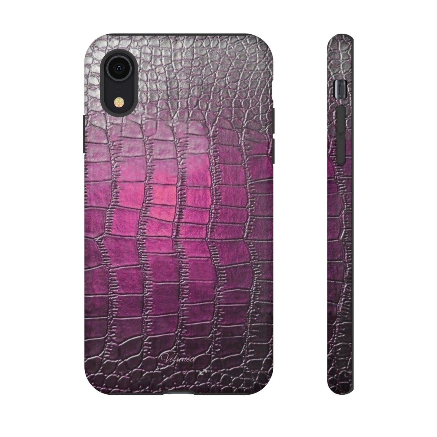 Velunéa Amethyst Croc Case – Glossy Purple Luxe iPhone Case
