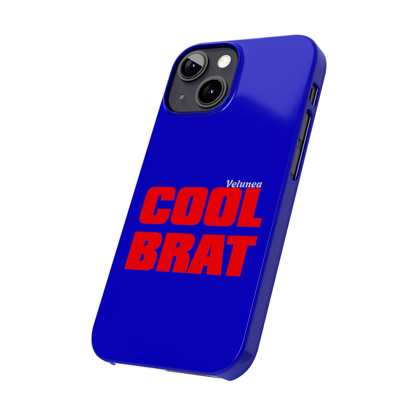 Cool Brat – Bold Red Typography on Royal Blue