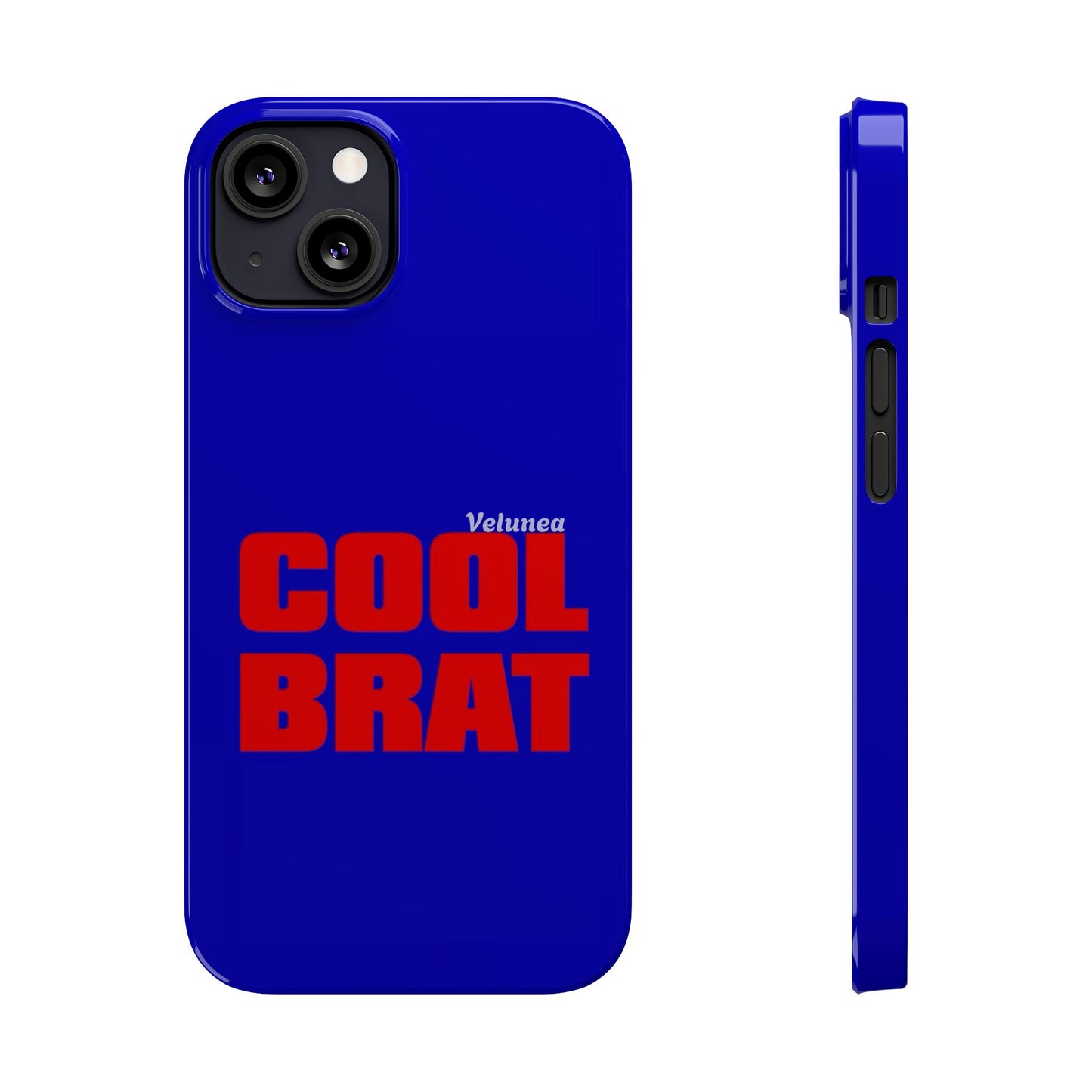 Cool Brat – Bold Red Typography on Royal Blue