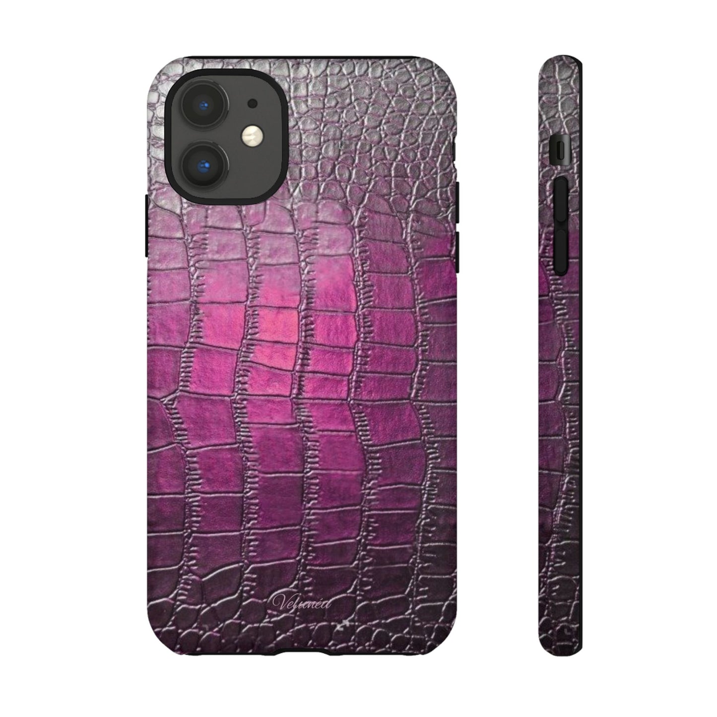 Velunéa Amethyst Croc Case – Glossy Purple Luxe iPhone Case