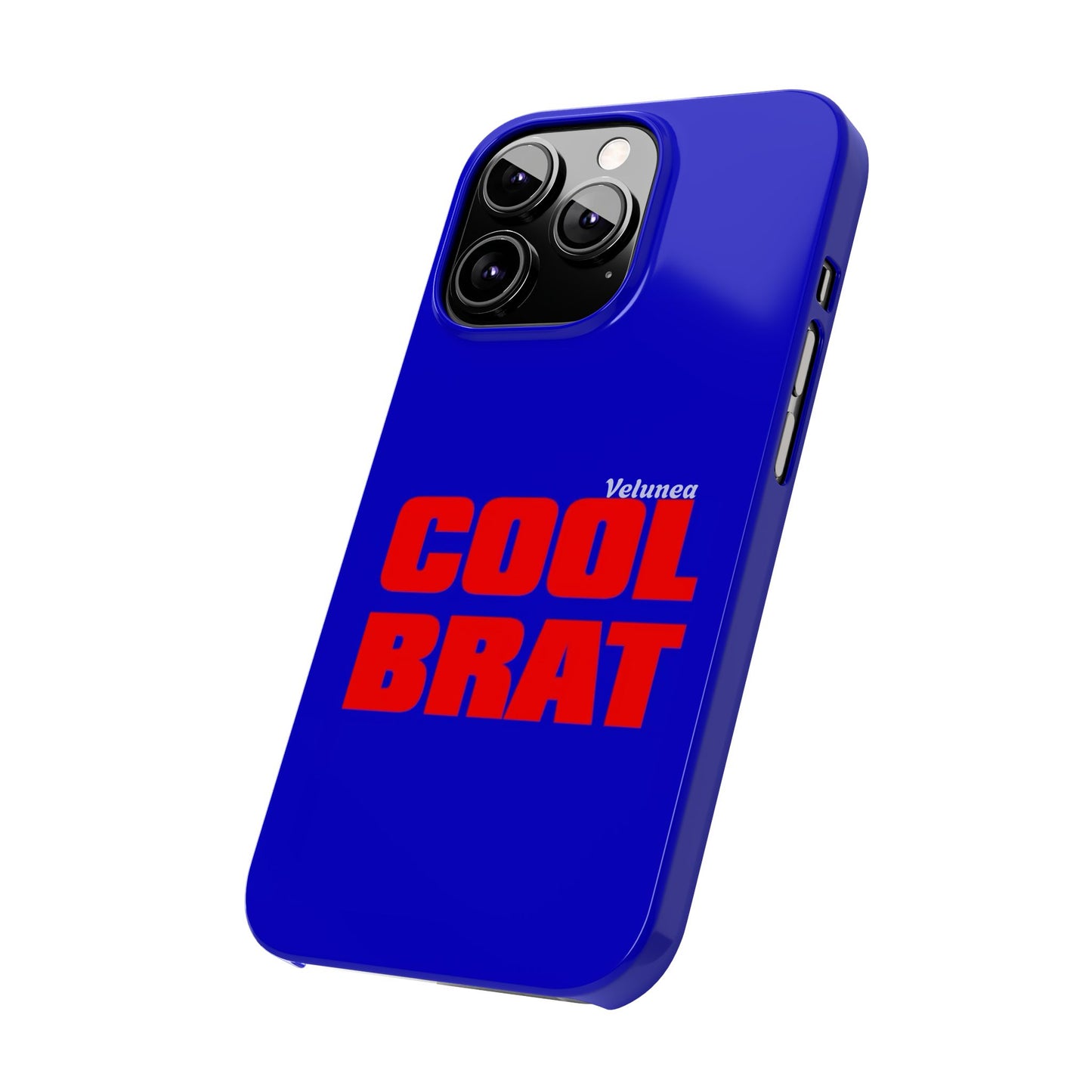 Cool Brat – Bold Red Typography on Royal Blue