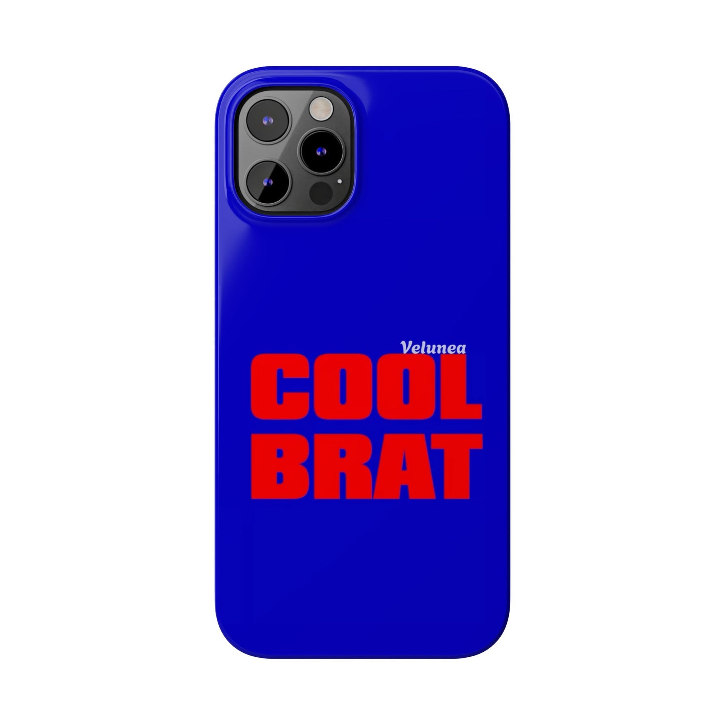 Cool Brat – Bold Red Typography on Royal Blue