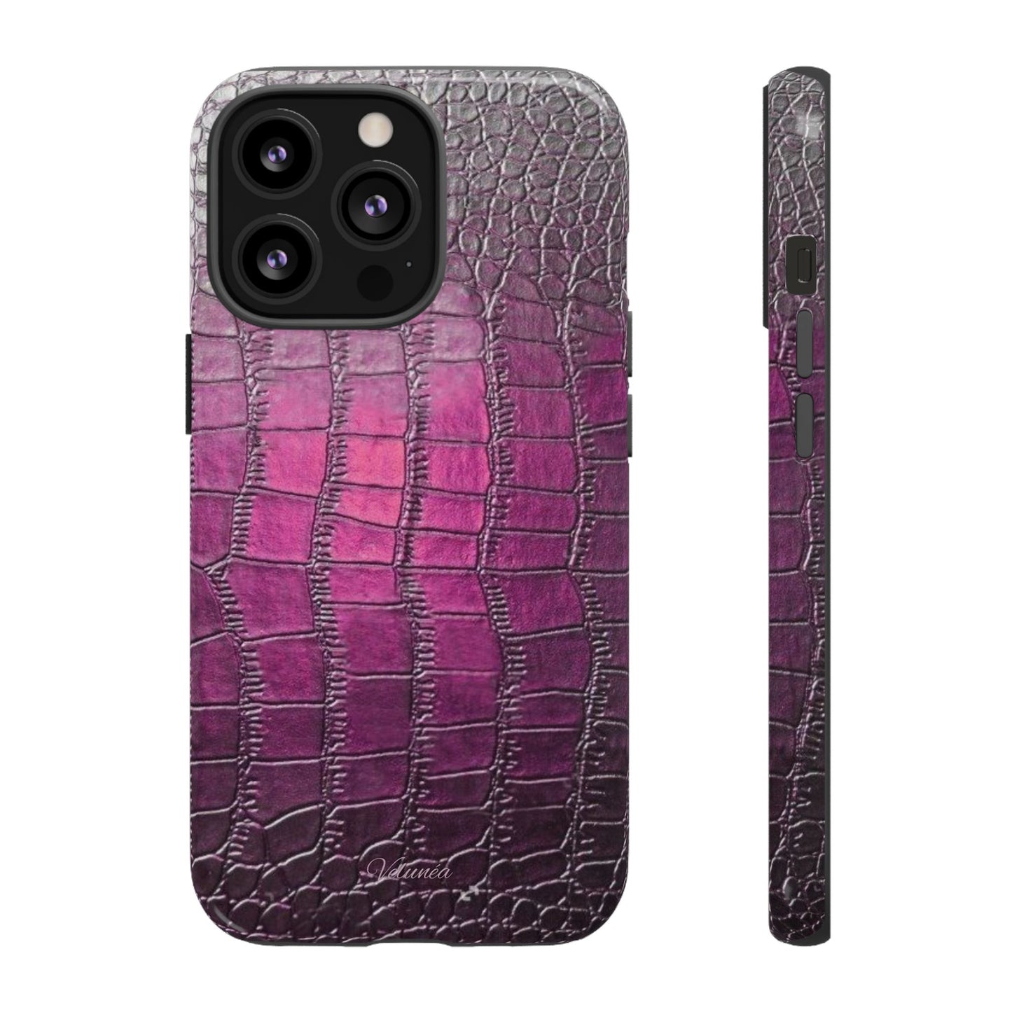 Velunéa Amethyst Croc Case – Glossy Purple Luxe iPhone Case