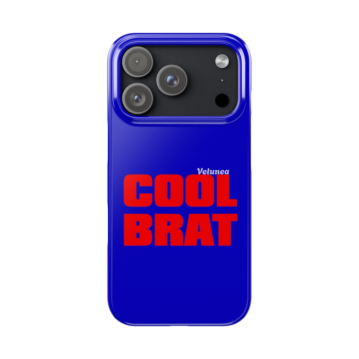 Cool Brat – Bold Red Typography on Royal Blue