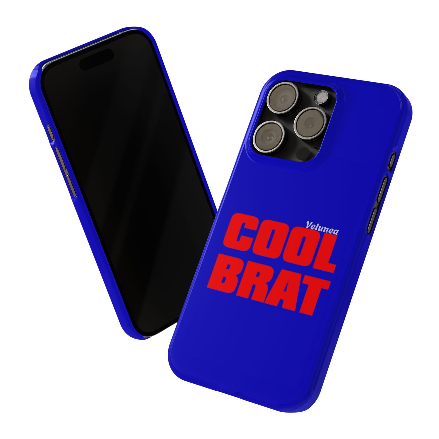 Cool Brat – Bold Red Typography on Royal Blue