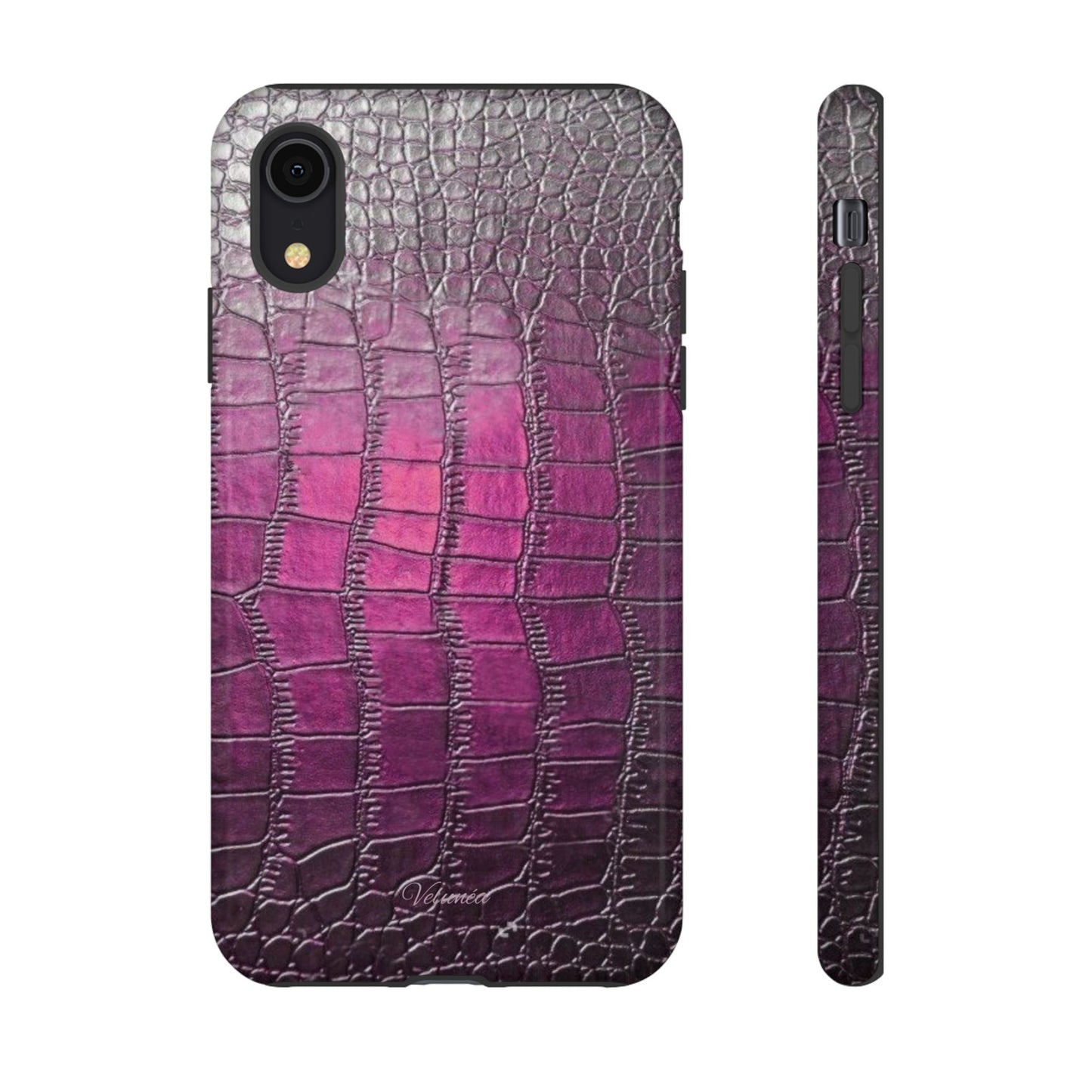 Velunéa Amethyst Croc Case – Glossy Purple Luxe iPhone Case