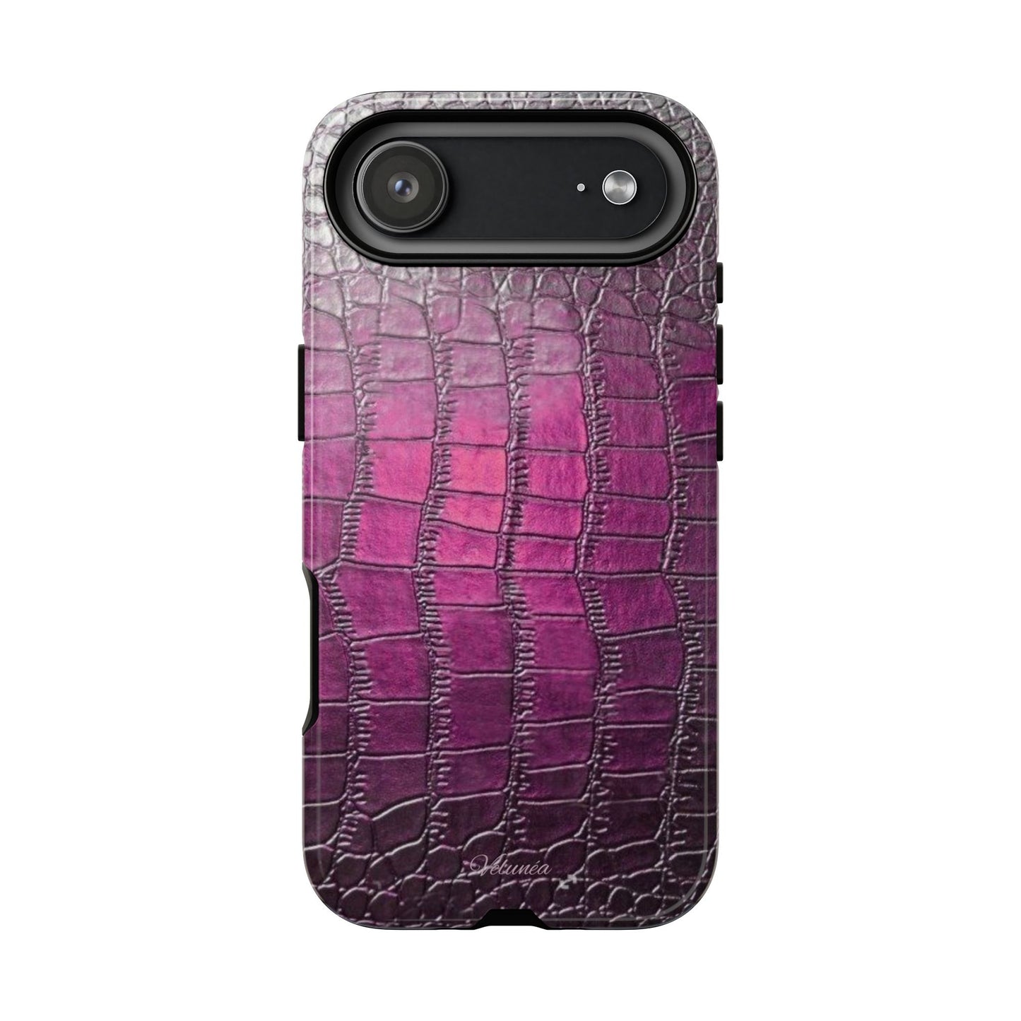 Velunéa Amethyst Croc Case – Glossy Purple Luxe iPhone Case