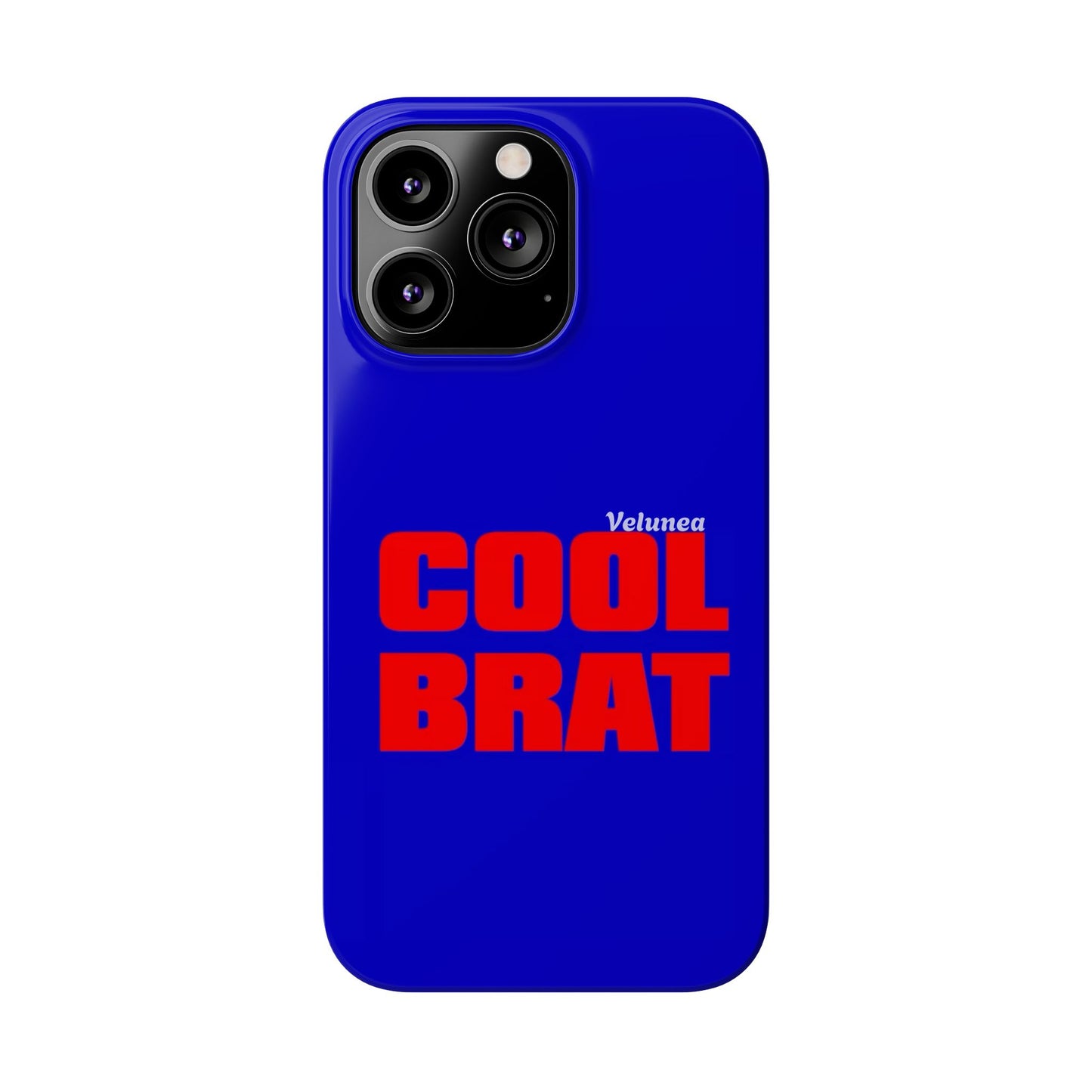 Cool Brat – Bold Red Typography on Royal Blue