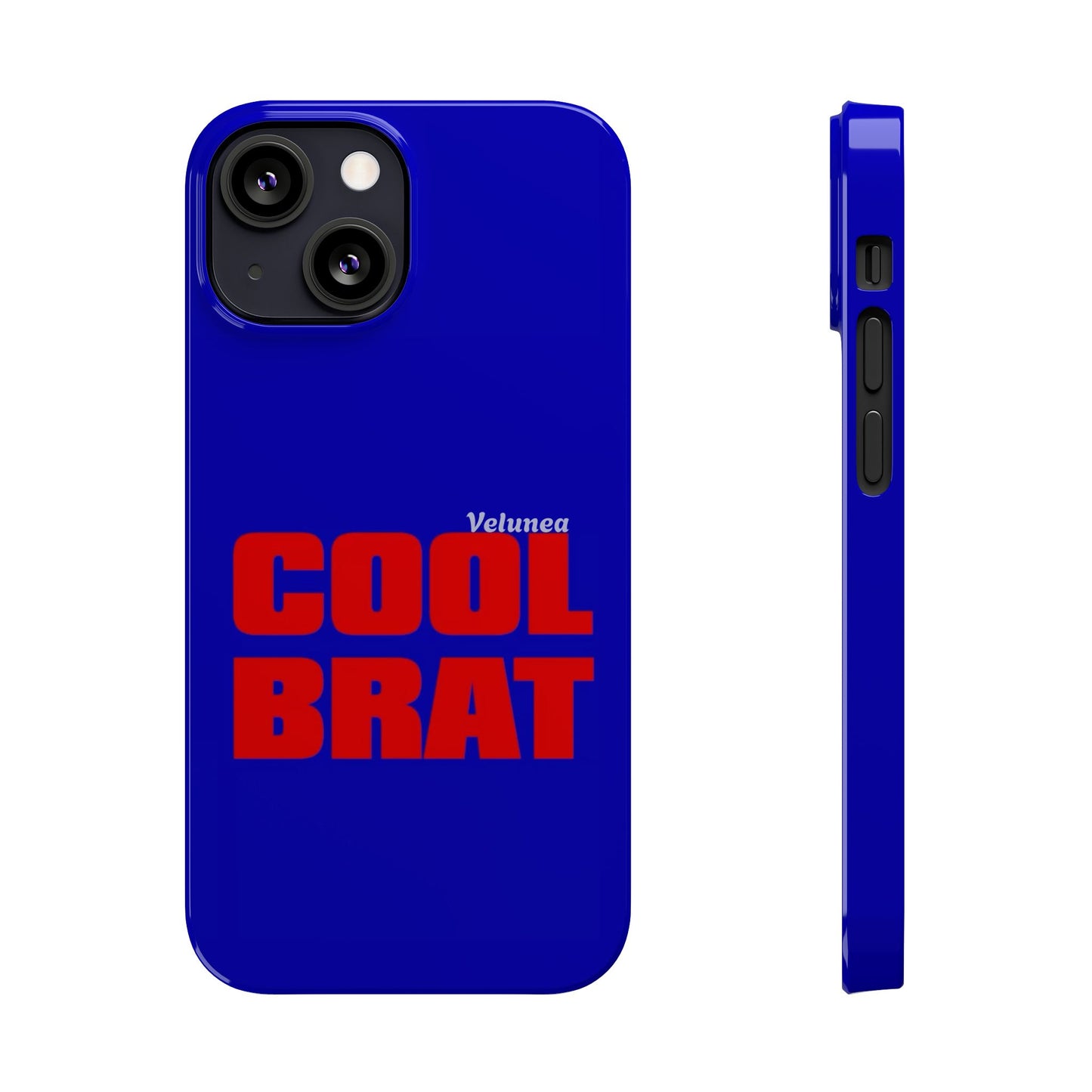 Cool Brat – Bold Red Typography on Royal Blue