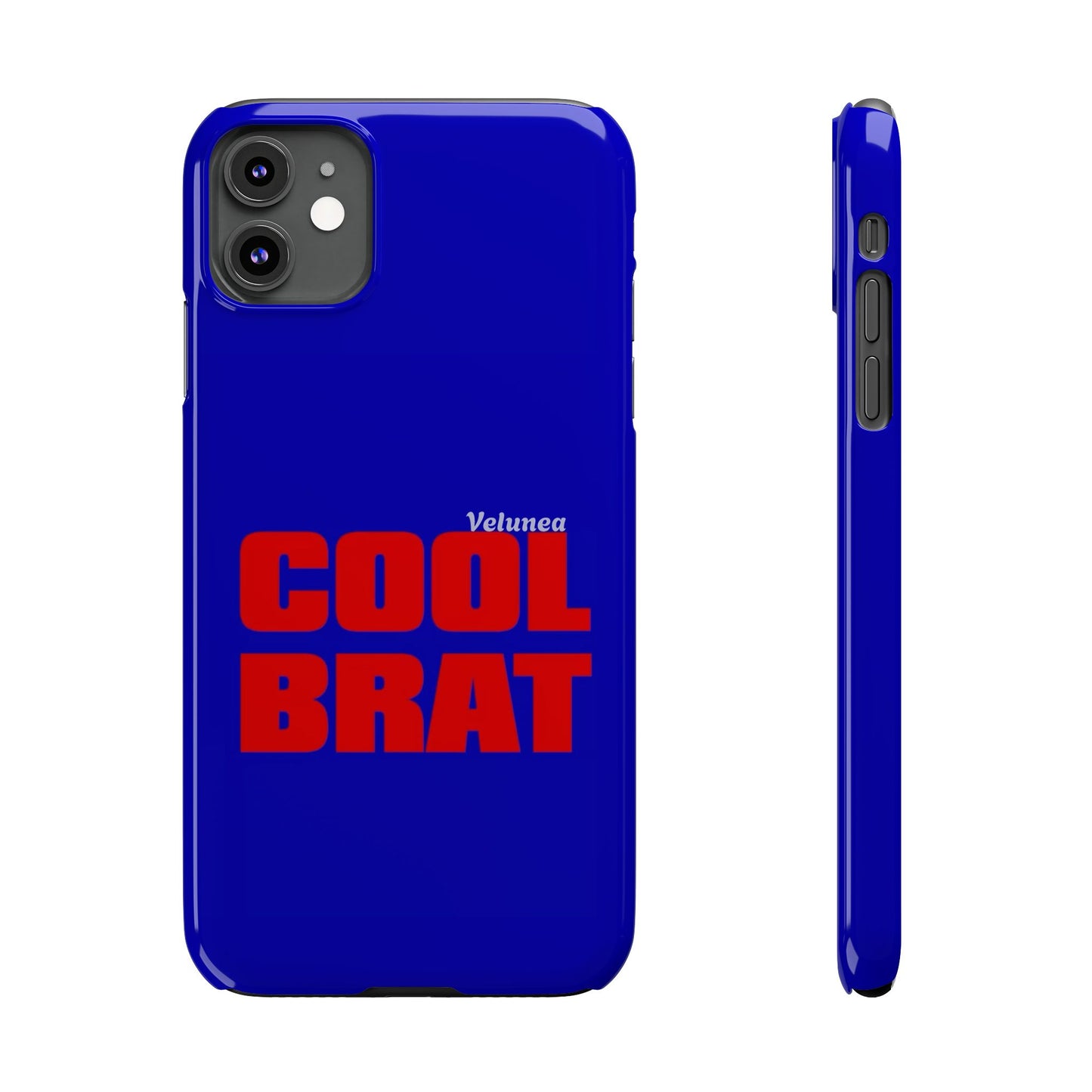 Cool Brat – Bold Red Typography on Royal Blue
