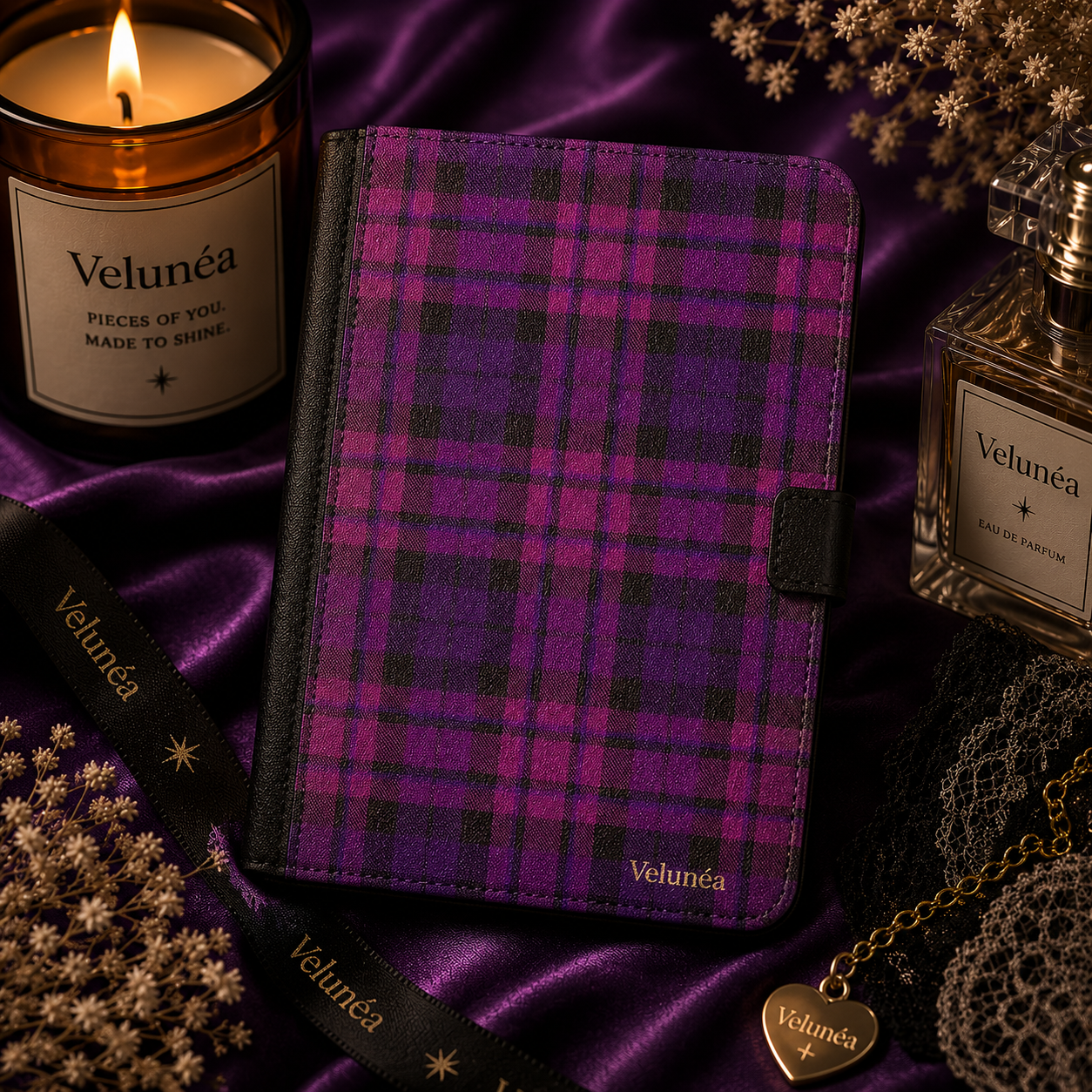 Velunéa Midnight Plaid Kindle Case
