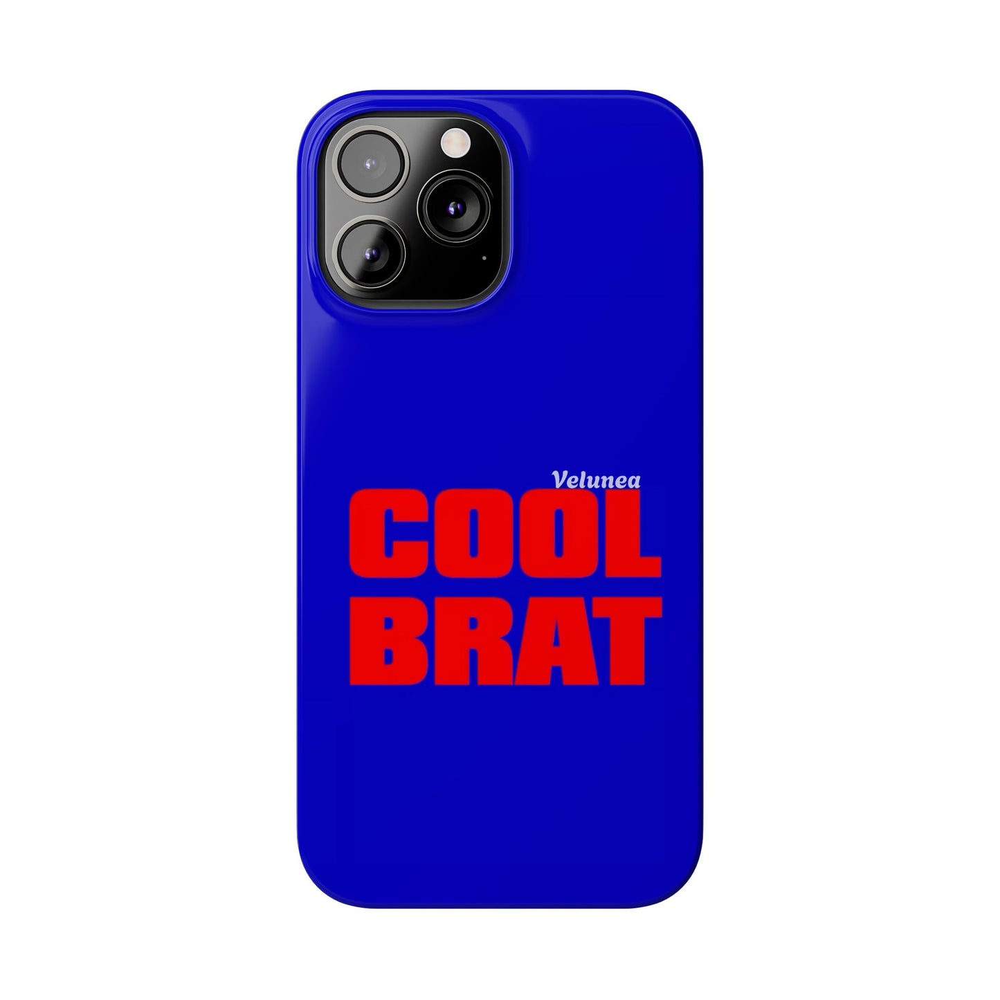 Cool Brat – Bold Red Typography on Royal Blue
