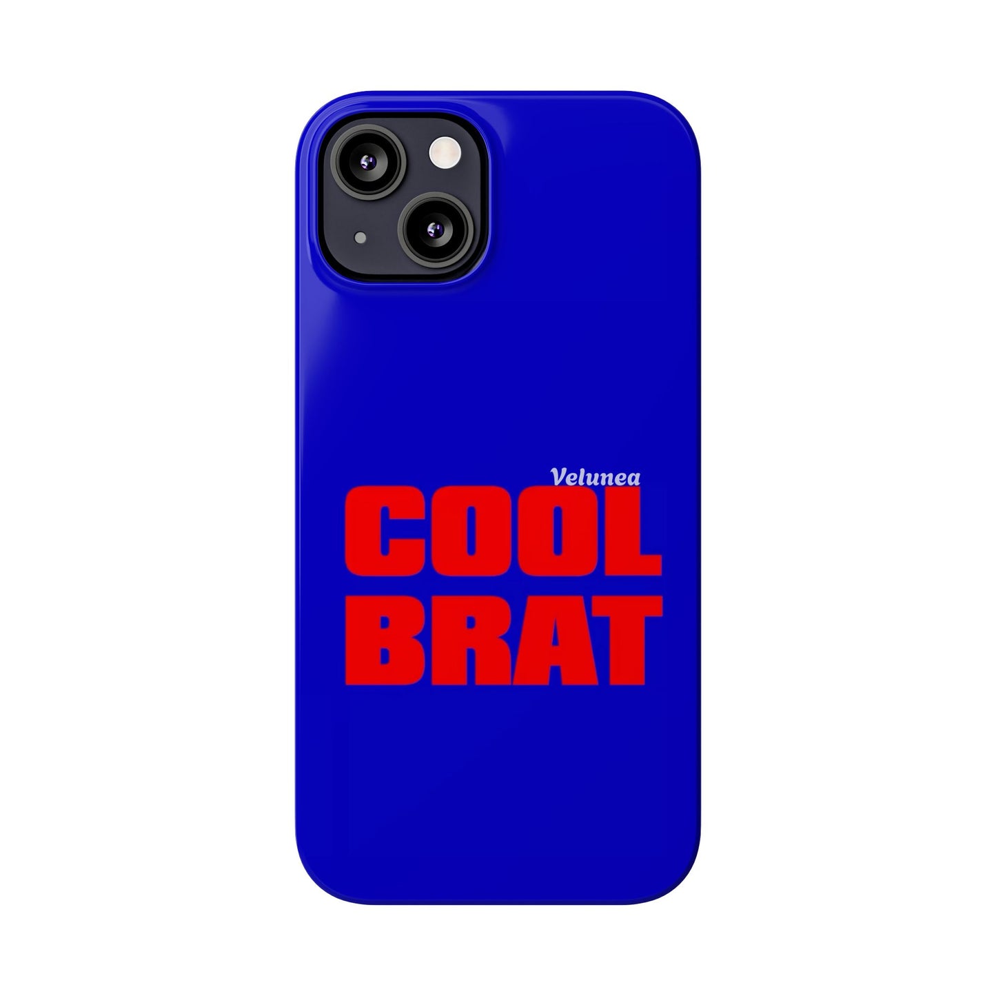 Cool Brat – Bold Red Typography on Royal Blue