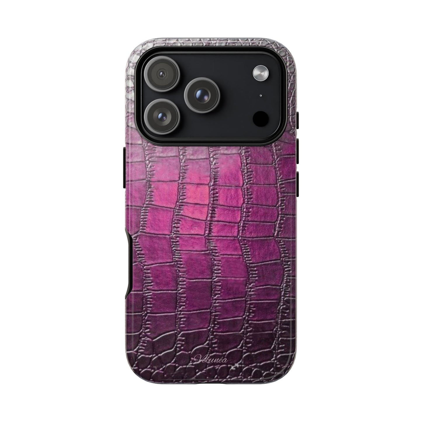 Velunéa Amethyst Croc Case – Glossy Purple Luxe iPhone Case