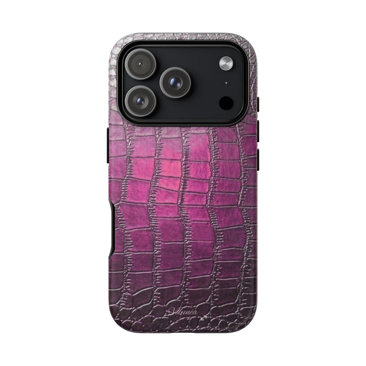 Velunéa Amethyst Croc Case – Glossy Purple Luxe iPhone Case