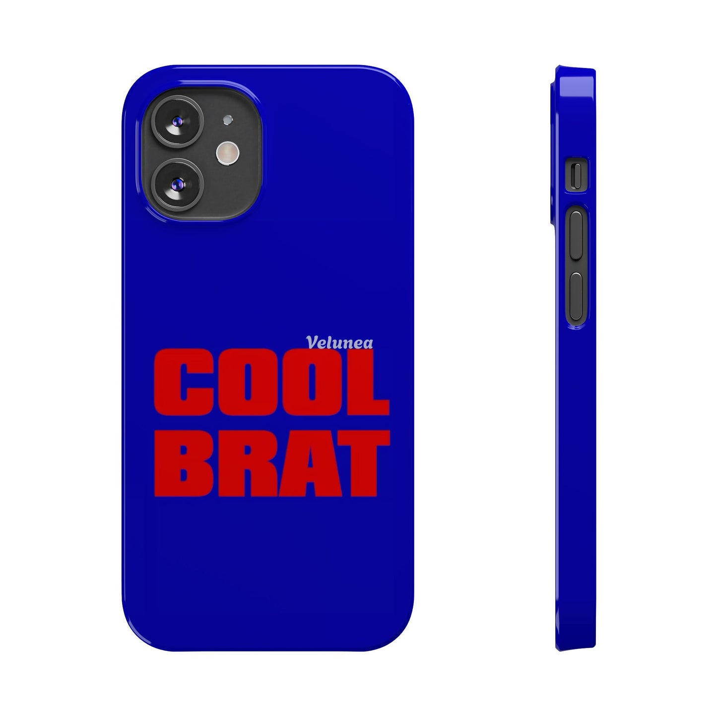 Cool Brat – Bold Red Typography on Royal Blue