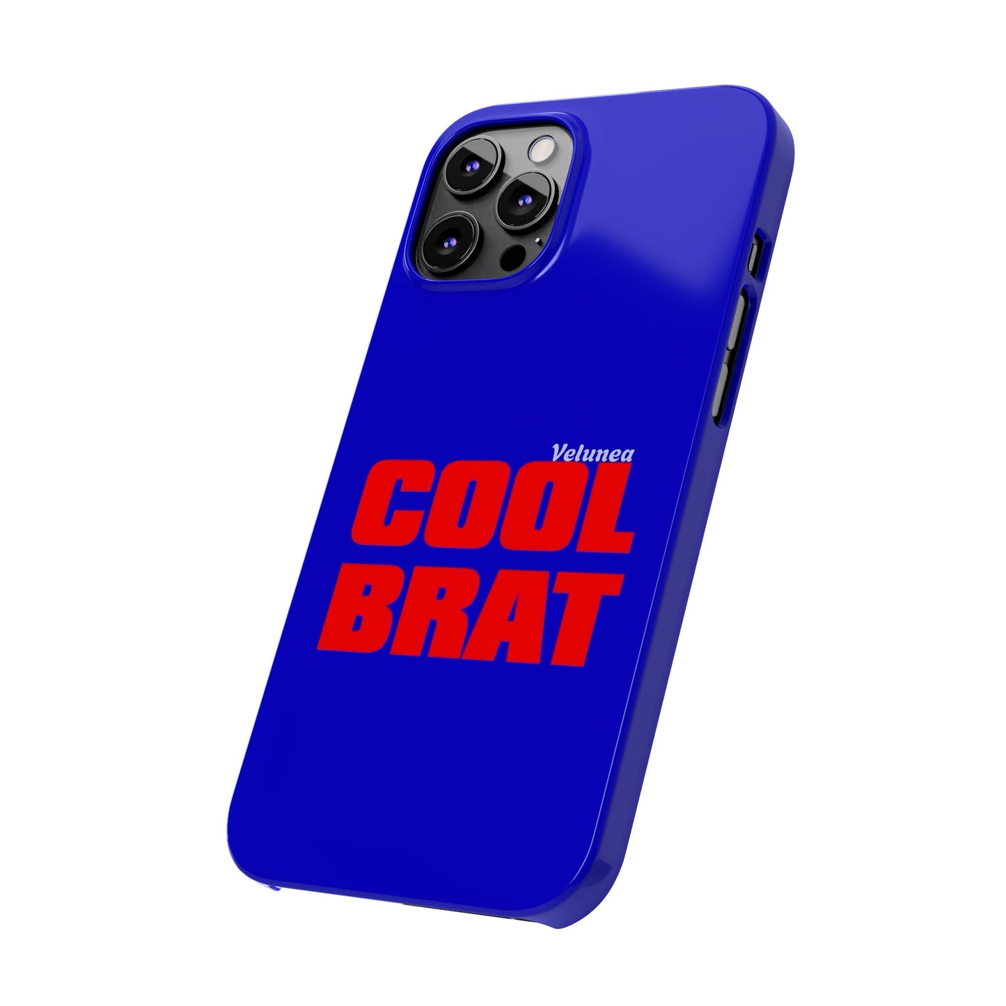 Cool Brat – Bold Red Typography on Royal Blue